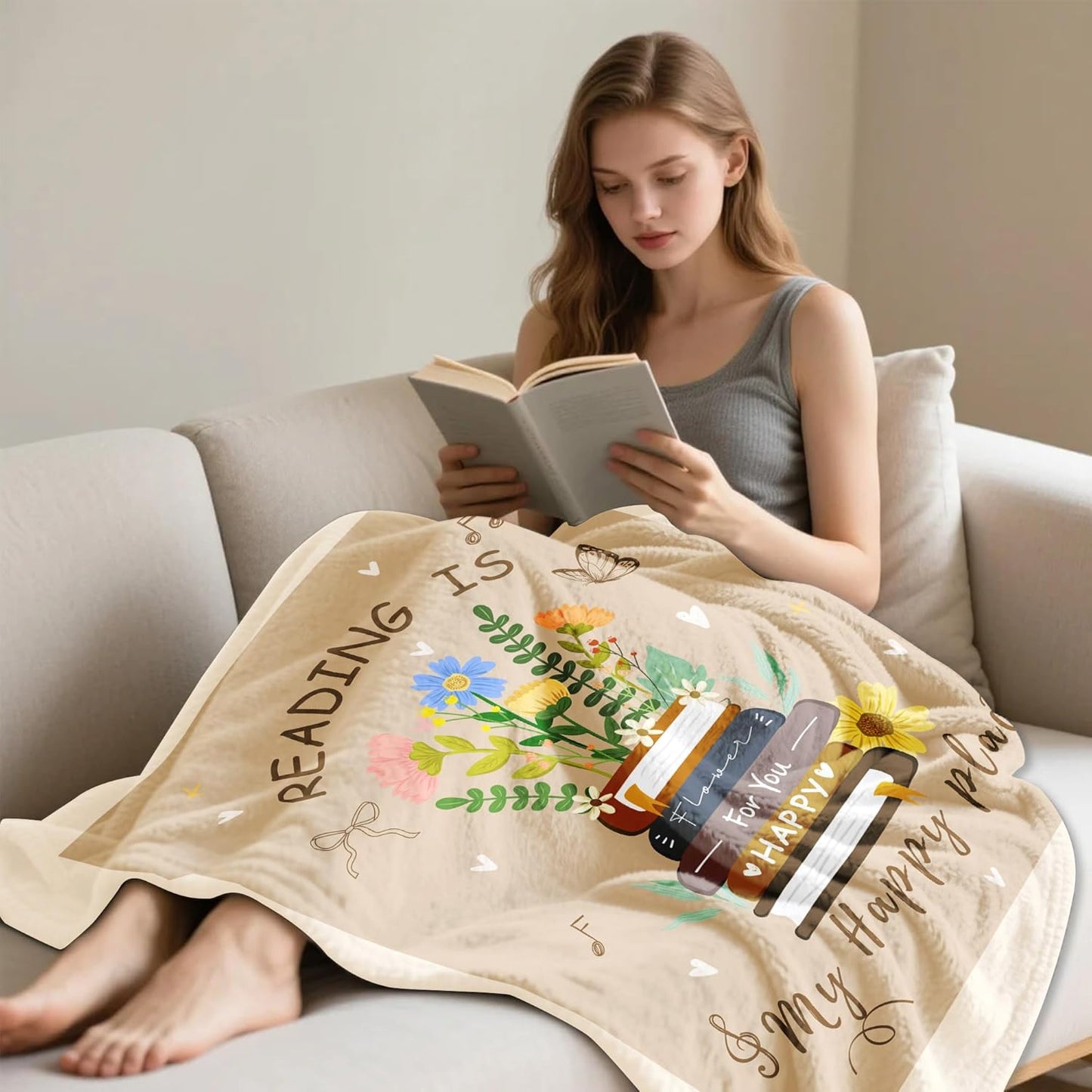 UFOORO Book Lovers Throw Blanket Gifts, Graduation Book Club Cozy Reading Throw for Her Him, Teacher Gifts for Women Men, Christmas Birthday Graduation Bookish Club 55 x70