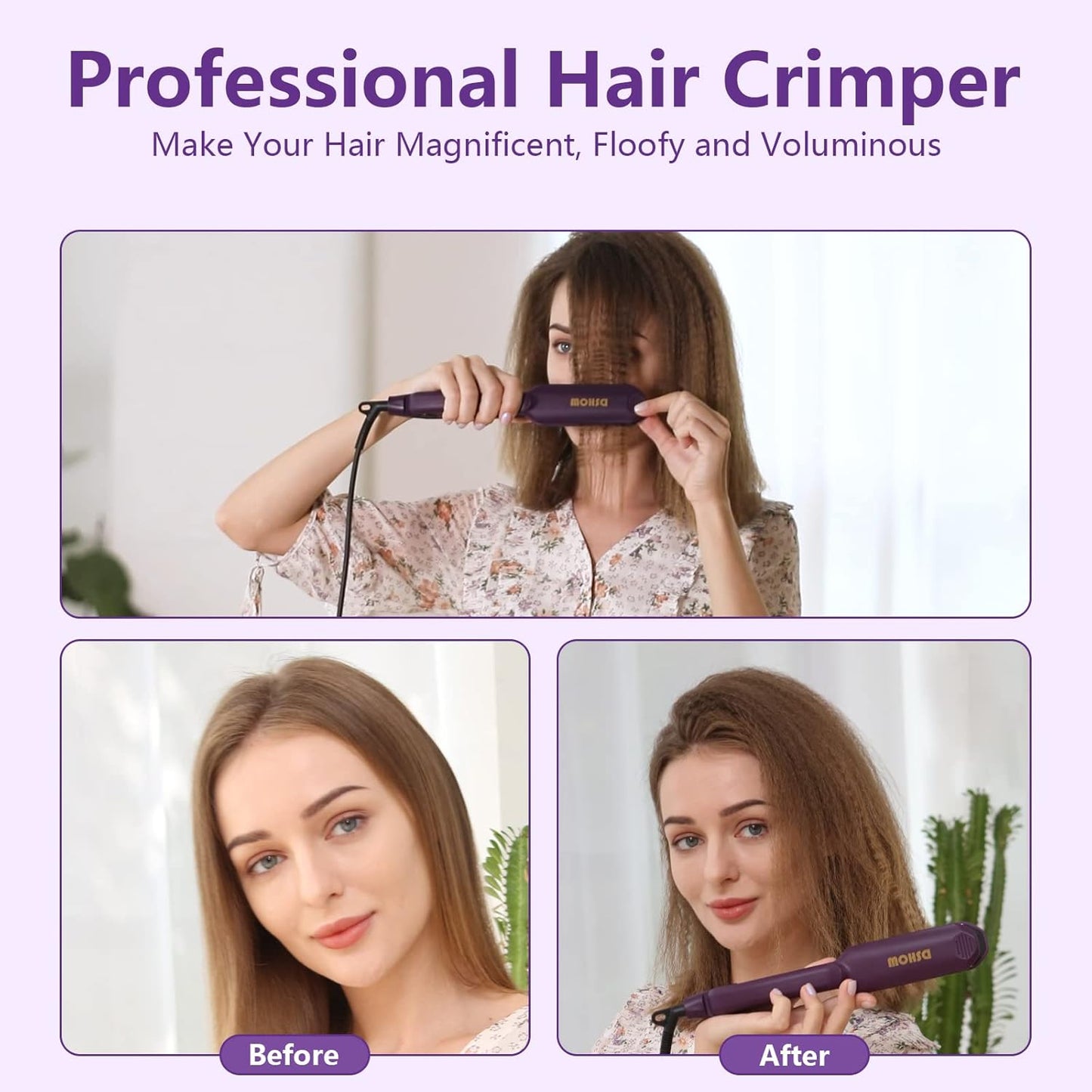 Crimping Iron Hair Crimper for Hair DSHOW Hair Volumizing Crimper with Titanium Ceramic Plates Styling Tools for Women Girls