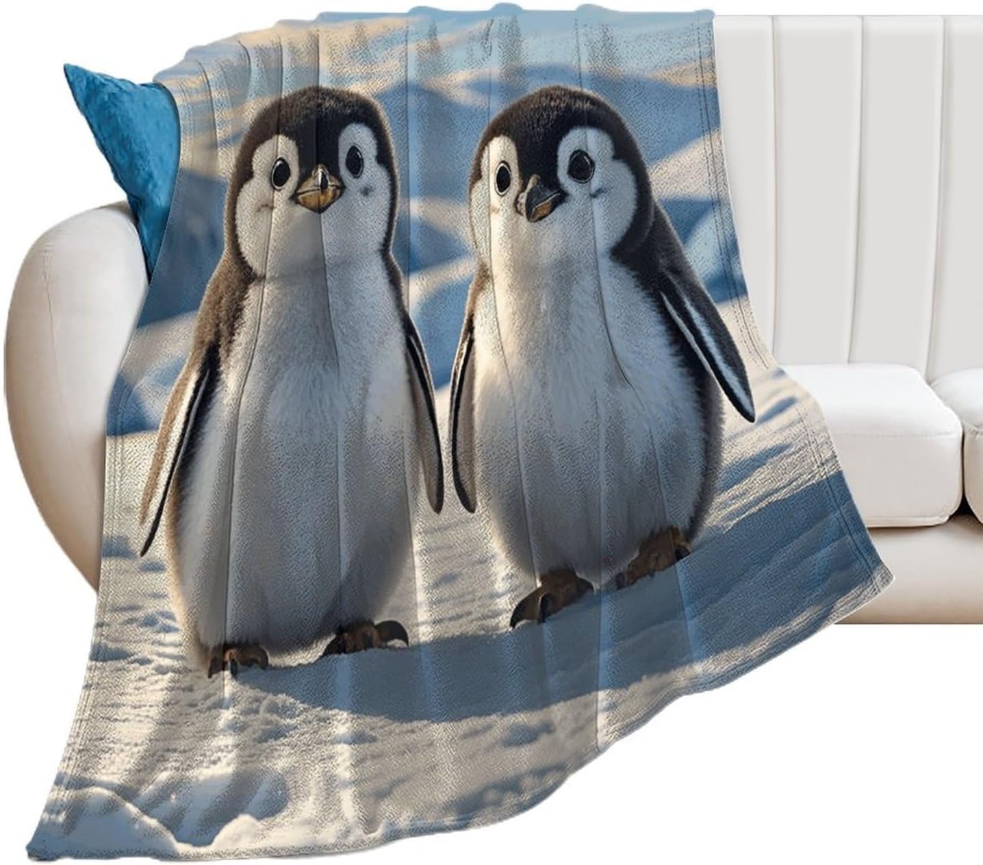 Cute Penguins Blanket Super Soft Lightweight Throw Blanket Cute Cozy Warm Bed Blanket Decorative Fuzzy Blanket All-Season Home Decor Gift for Sofa Couch Living Room 60"*80"（150 * 200cm）