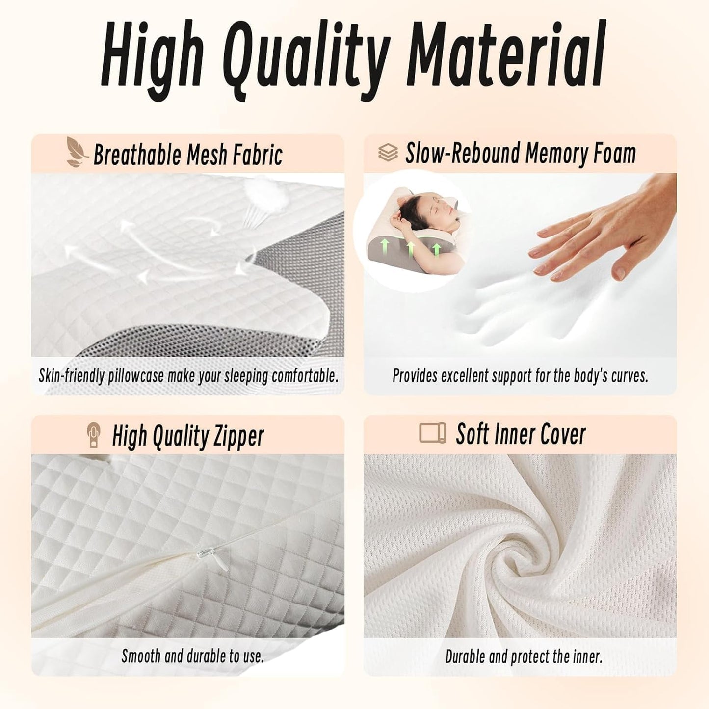 Orthosleep Almohada Cervical Adjustable Orthopedic Bed Cushion, Curved Neck Support Pillow, Cooling Memory Foam Cushion Suitable for Back and Stomach Sleeping Positions, Includes Eye Mask