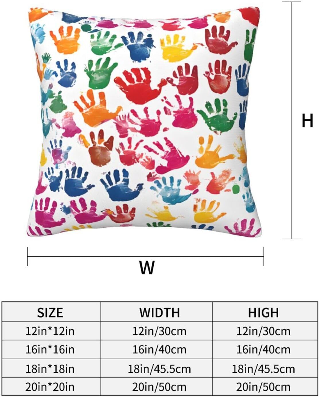 All-Season Square Pillow Covers 18"X18", Hand, Decorative Throw Pillow Covers for Sofa Bed Couch, Hidden Zipper Cushion Cover, Square Lumbar & Accent Pillowcases for Home Decor