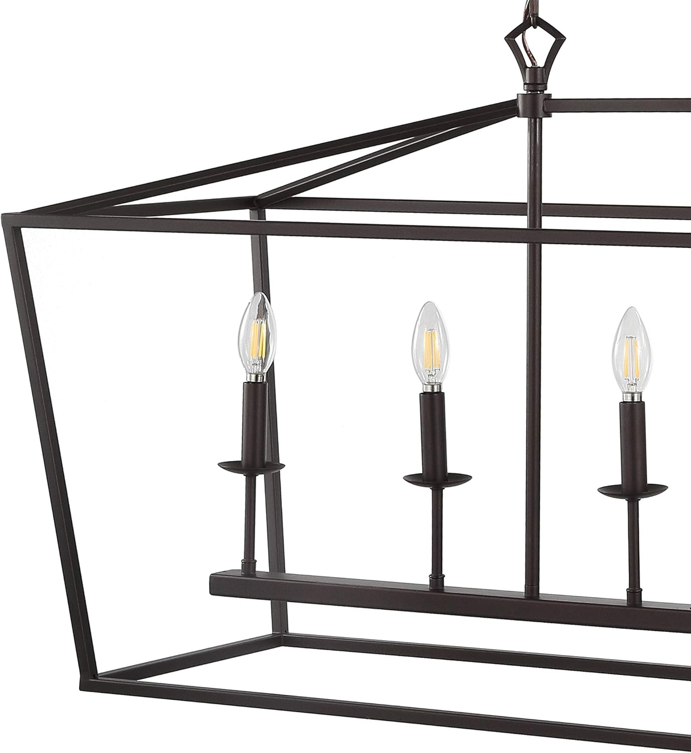 JONATHAN Y 49" Oil Rubbed Bronze Lantern Pendant Light, 1-Light Pagoda Style Metal Cage Farmhouse Hanging Ceiling Fixture for Kitchen Island, LED Bulb Included (JYL7439A)