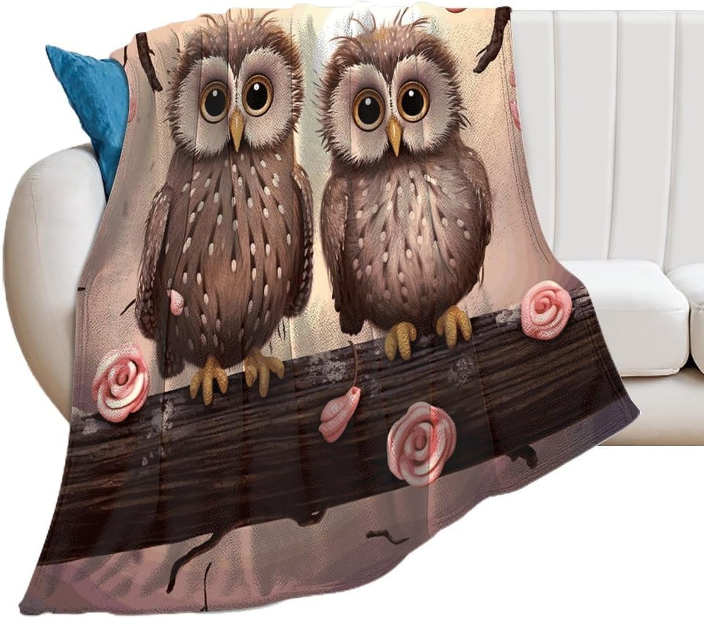 Cute Owls Throw Blanket for Couch Super Soft Warm Lightweight Throw Blankets Cozy Flannel Bed Blanket Cute Decorative Blankets for All Seasons Home Decor Gift 60"*80"（150 * 200cm）