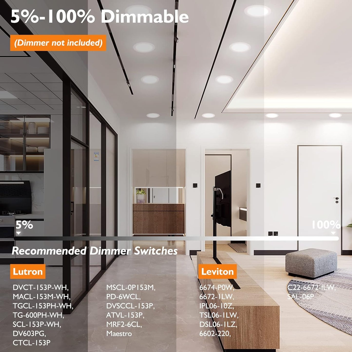 BesLowe 6 Packs 6 Inch 5CCT LED Recessed Ceiling Lights Ultra-Thin with Junction Box, 12W 150W Eqv, 3000K/3500K/4000K/5000K/6500K, 1200LM Dimmable Canless Downlights for Kitchen Hallway Dining Room