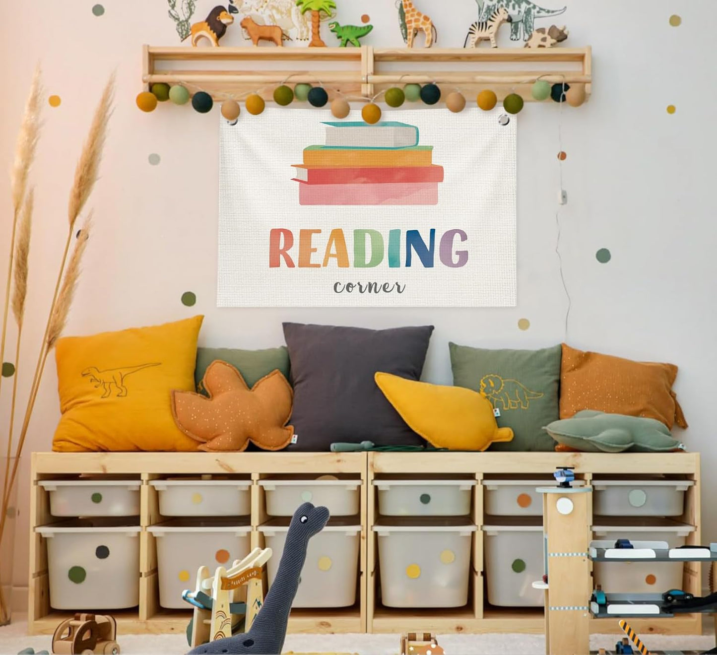 Reading Corner Wall Decor for Classroom,Kids Reading Nook Canvas Banner Flags for Homeschool Classroom Library Decor,30x20 Inch