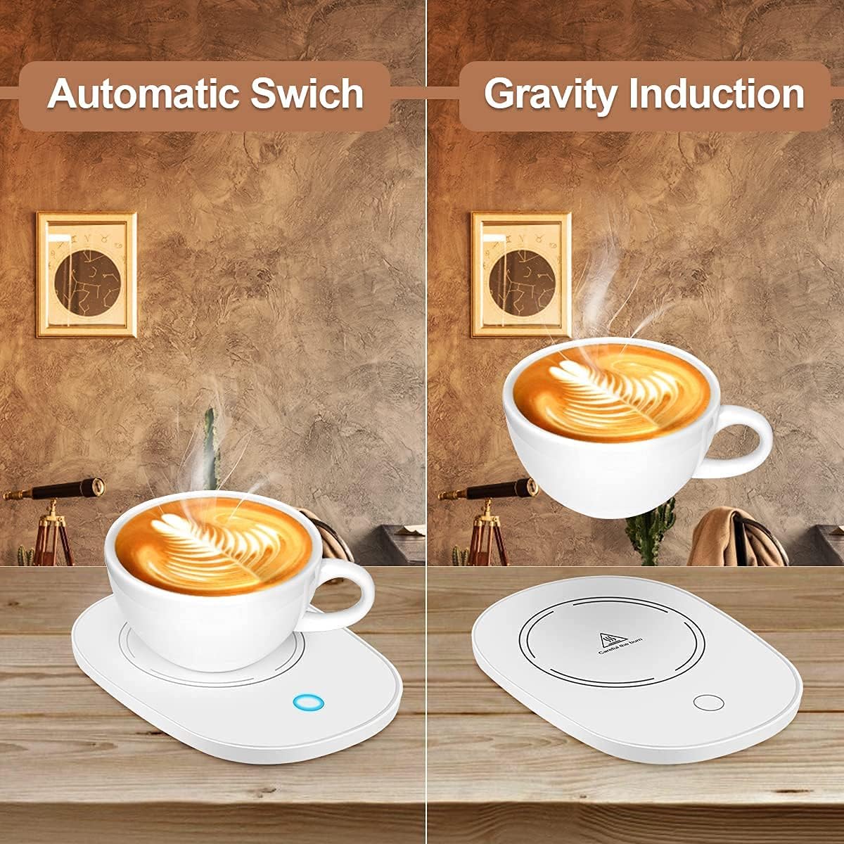 Coffee Mug Warmer, Candle Plate With Intelligent Auto On/Off Gravity Sensing Heater for Desk, Office, Home - Smart Cup Warmer for Coffee, Milk, Tea, Chocolate and Water