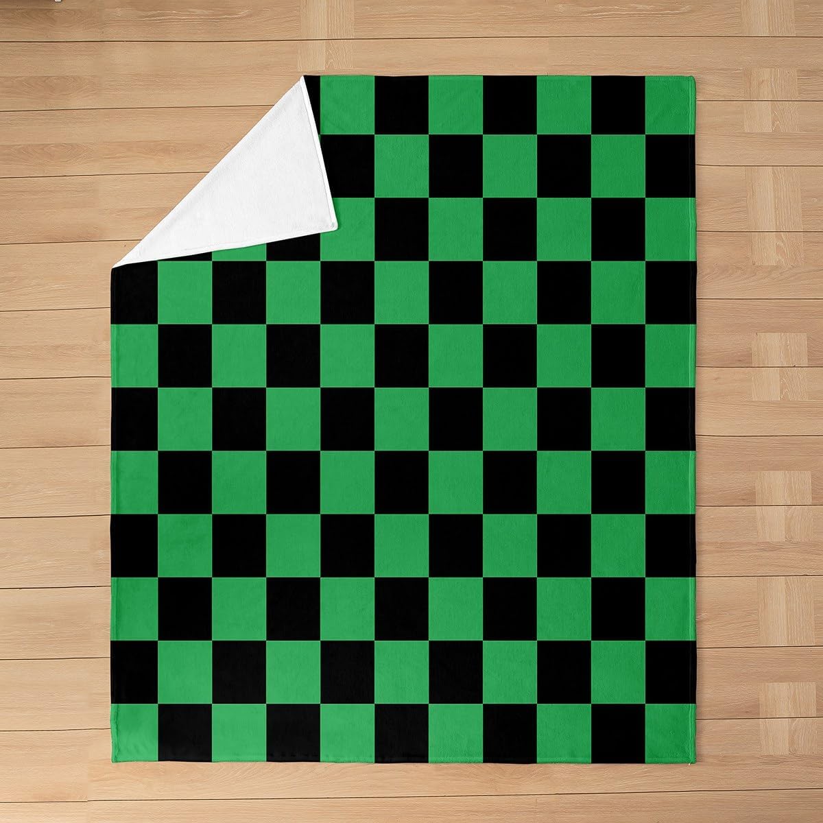 Checkered Teen Women Men Green Black Plaid Flannel Fleece Blanket Queen 90"x90" Cute Retro Neutral Checkerboard Geometric Plush Throw Blanket Aesthetic Room Decor,All Season for Bed Sofa Couch