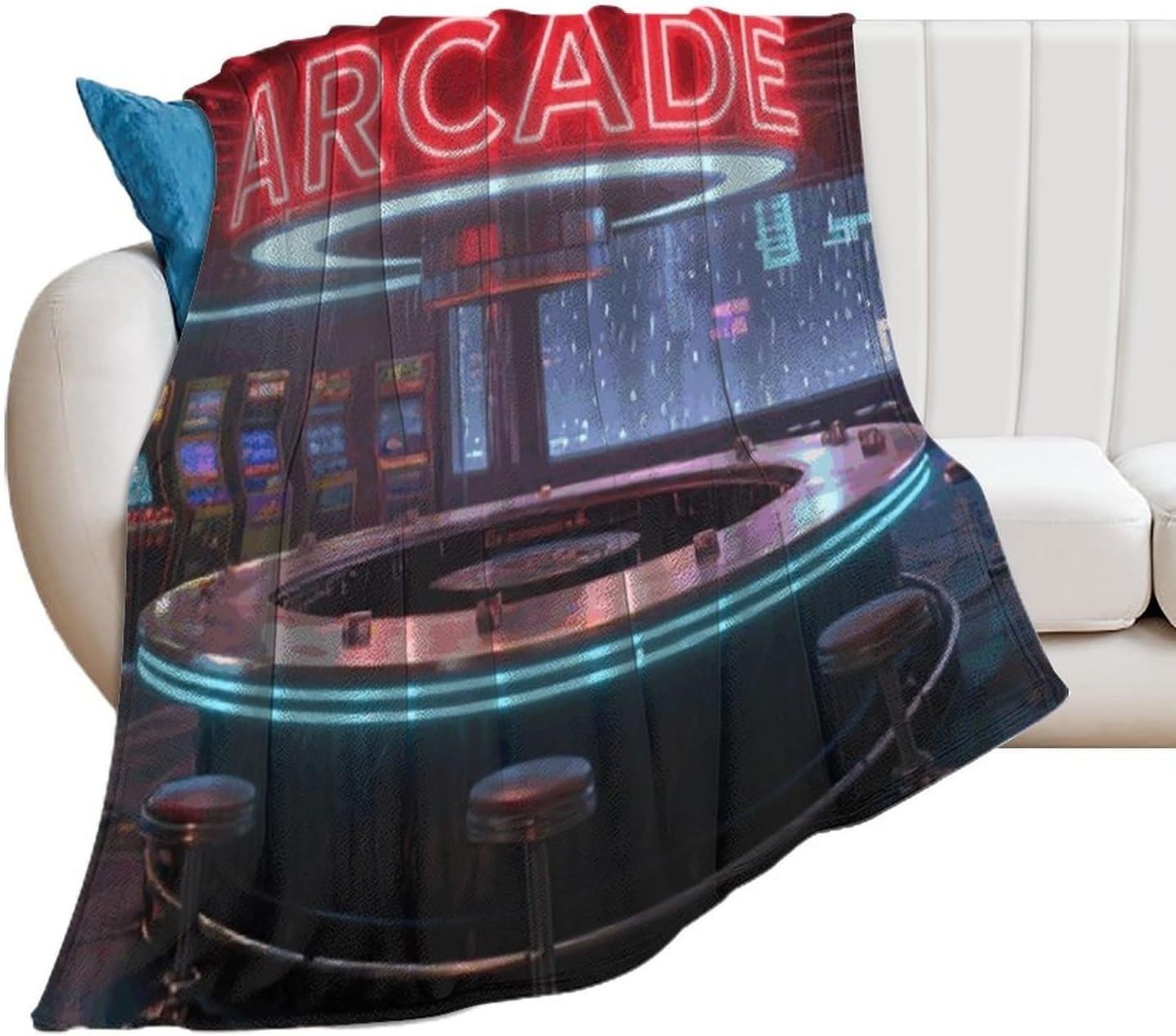 Custom Neon Arcade Blanket Lightweight Flannel Fleece Throw for Couch Sofa Bed Luxury Soft Cozy Plush Lap Bedtime Blanket for All Seasons Bedroom Home Decor Gifts 50x60