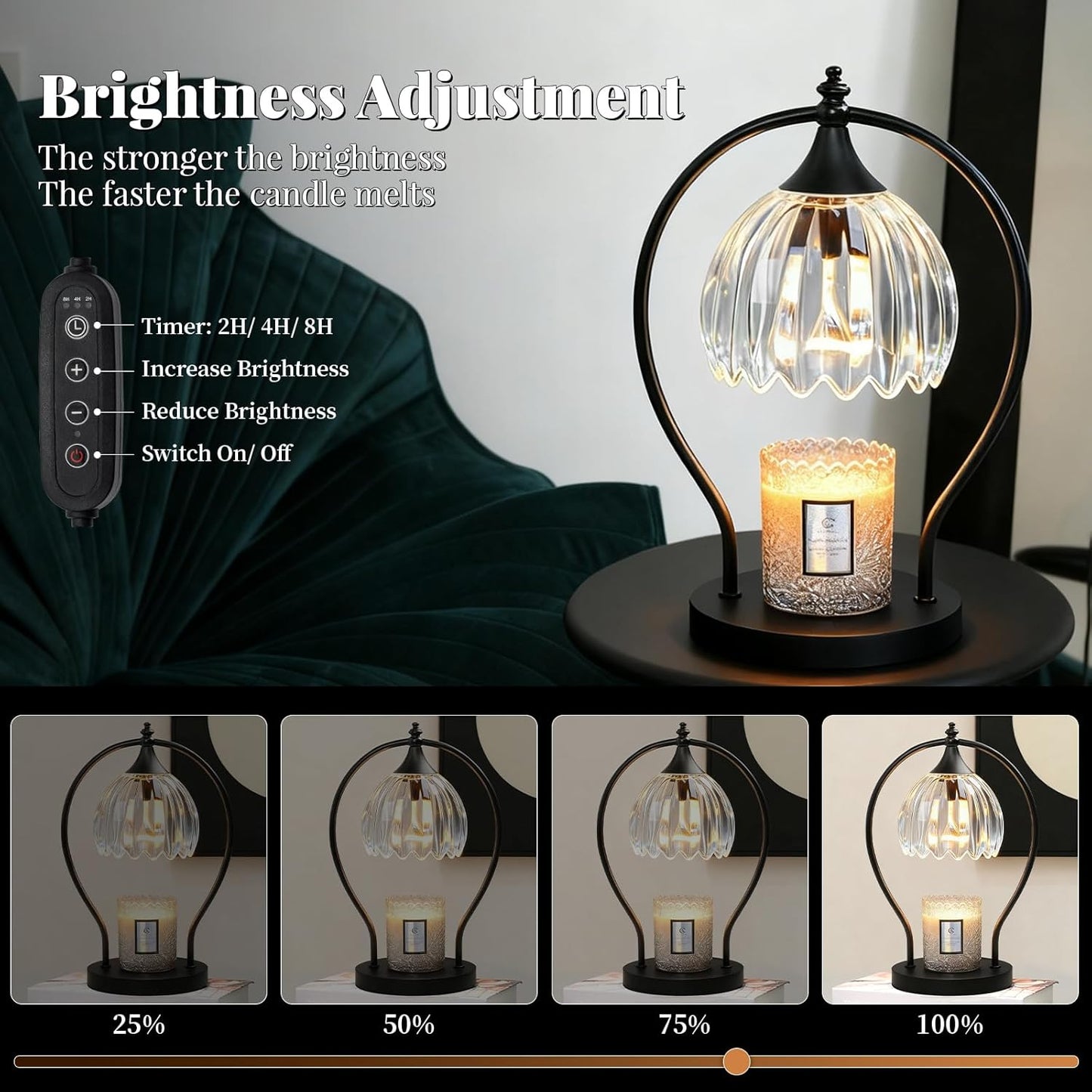 Candle Warmer Lamp with Timer Dimmer - Candle Warmer for Jar Candles - Plug in Wax Melt Warmer Unique Birthday Gifts for Women Mom House Warming Gifts New Home Room Decor