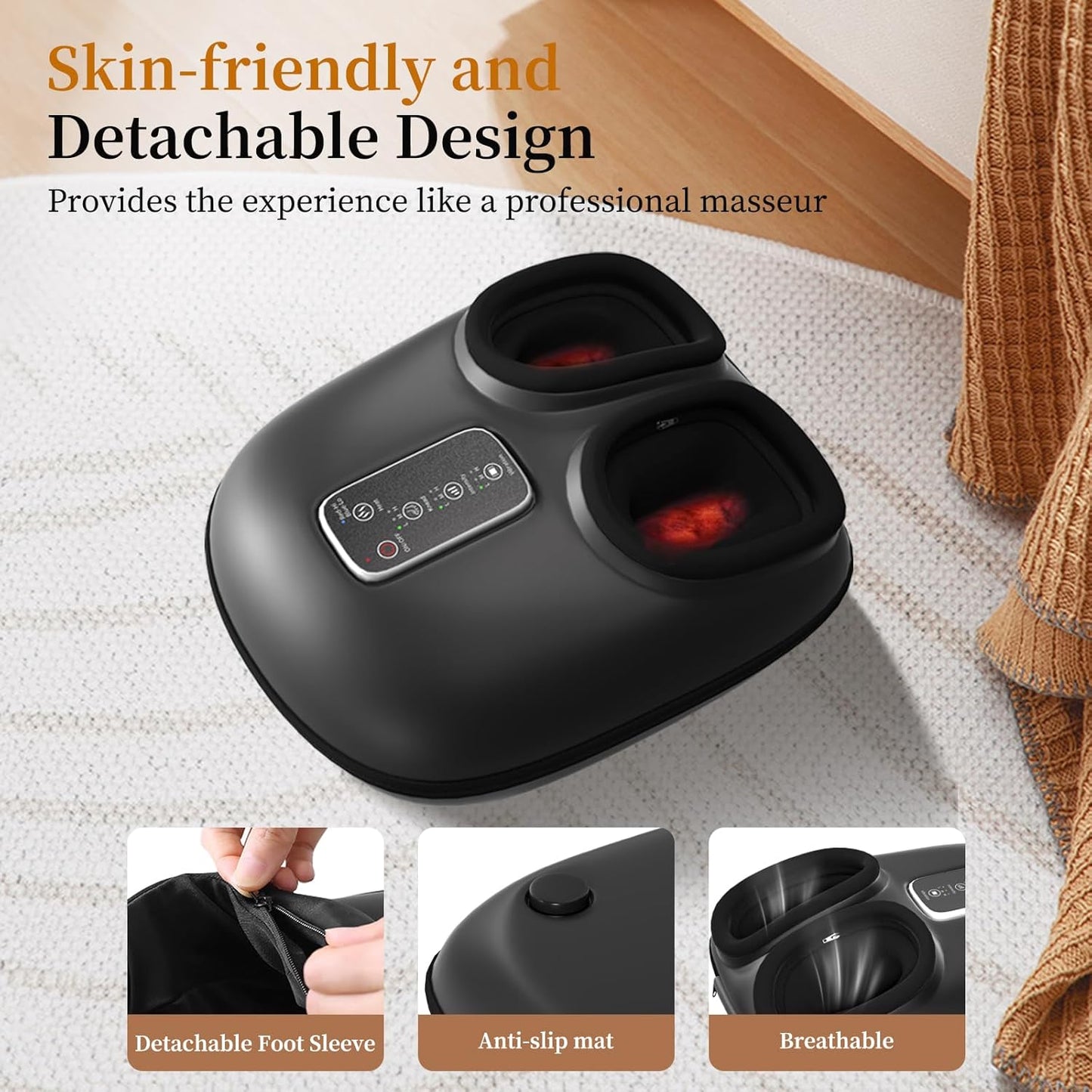 The Foot Massager with Heating, Rolling and deep Massage Functions is Suitable for Foot Massage, Relieving Pain, eliminating Fatigue and Treating Plantar Fasciitis.