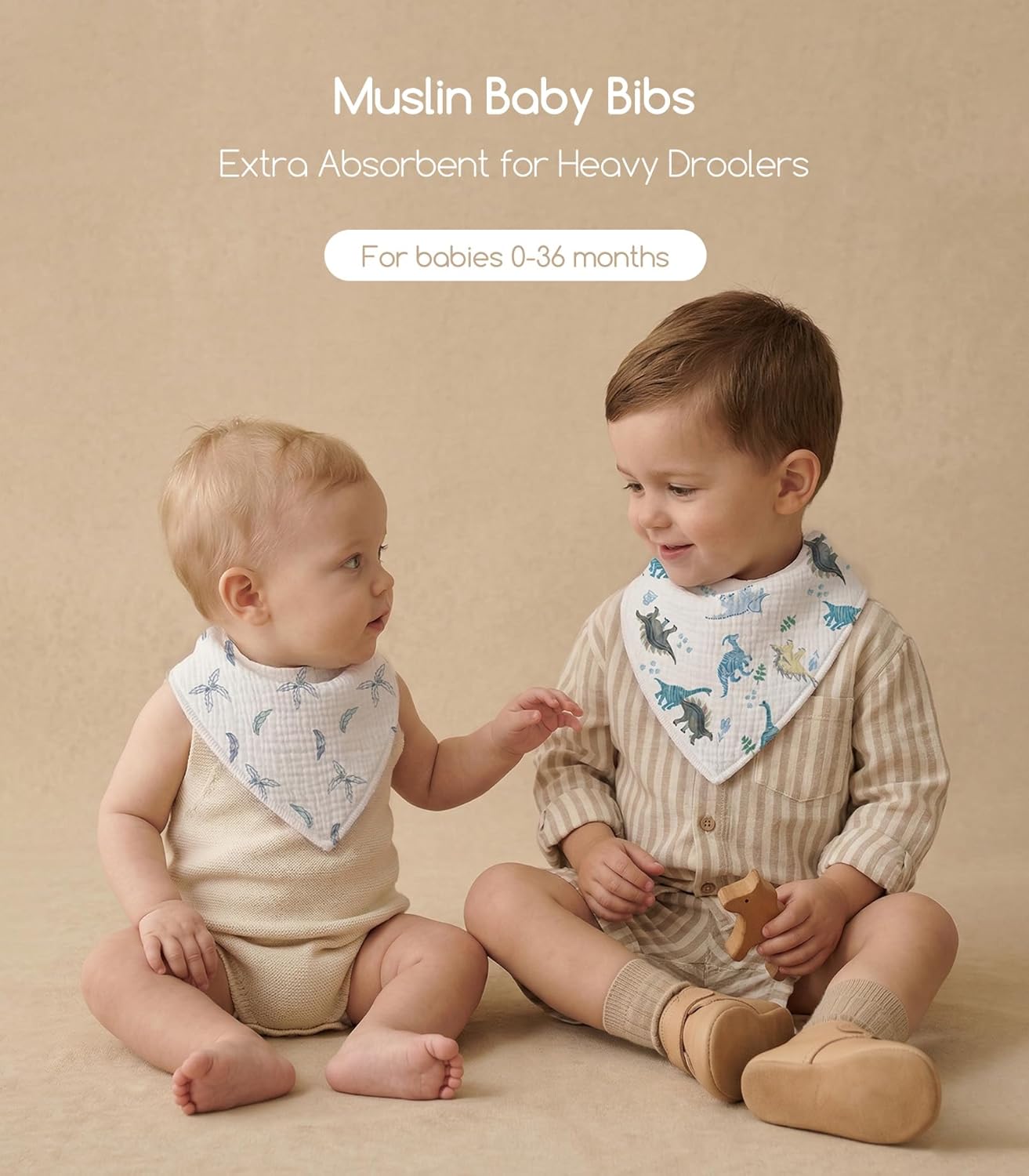 Muslin Baby Bibs 8 Pack, Baby Bandana Drool Bib for Drooling and Teething, Cotton Soft Absorbent for Girls Boys BC