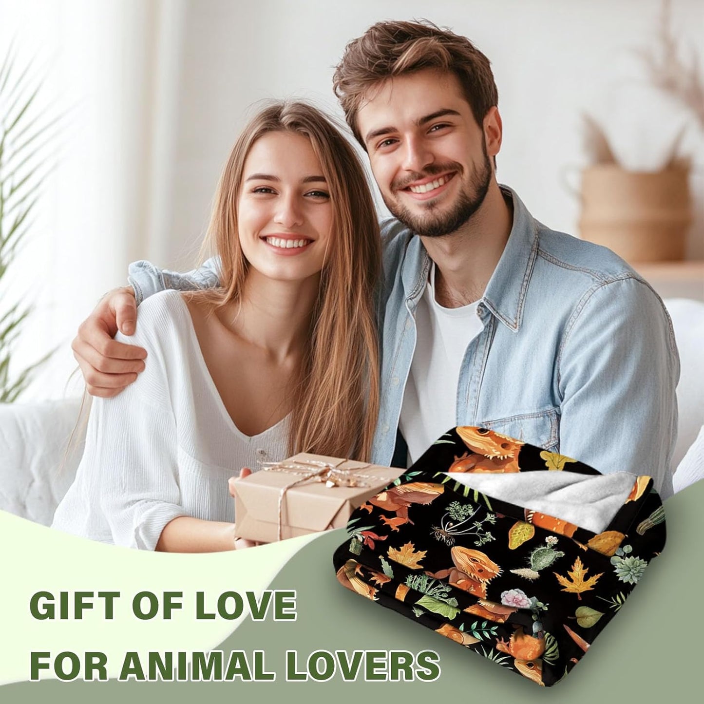Soft Dragon Blanket for Reptile Lovers, Bearded Reptiles Blanket Gift for Boy Girl, Flannel Bearded Dragon Gifts for Friend, Warm Throw Blanket for Sofa, Birthday Gift for Chritsmas Thanksgiving 40x50