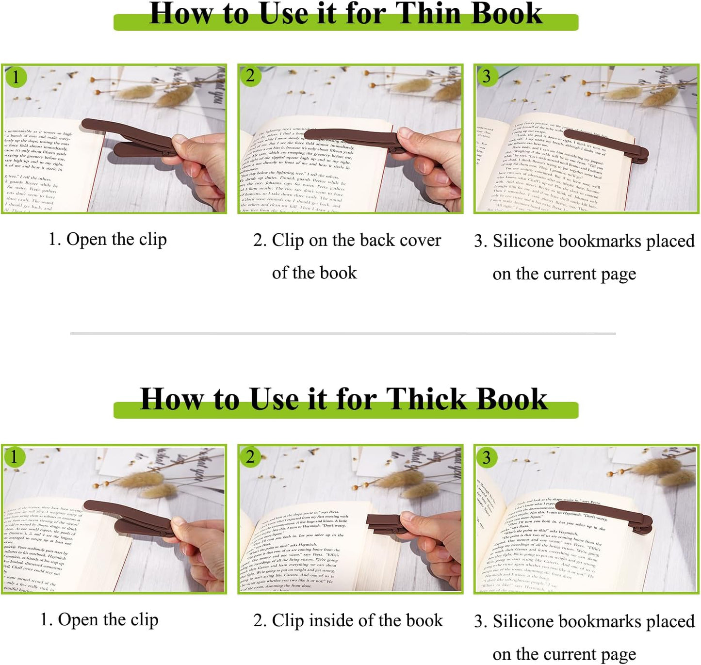 3Pcs Bookmark Book Marks, Silicone Book Marks for Reading Women Men Kids Book Lovers, Automatic Book Mark Smart Book Marker Clip Page Holder Reading Accessories School Supplies Gifts for Students