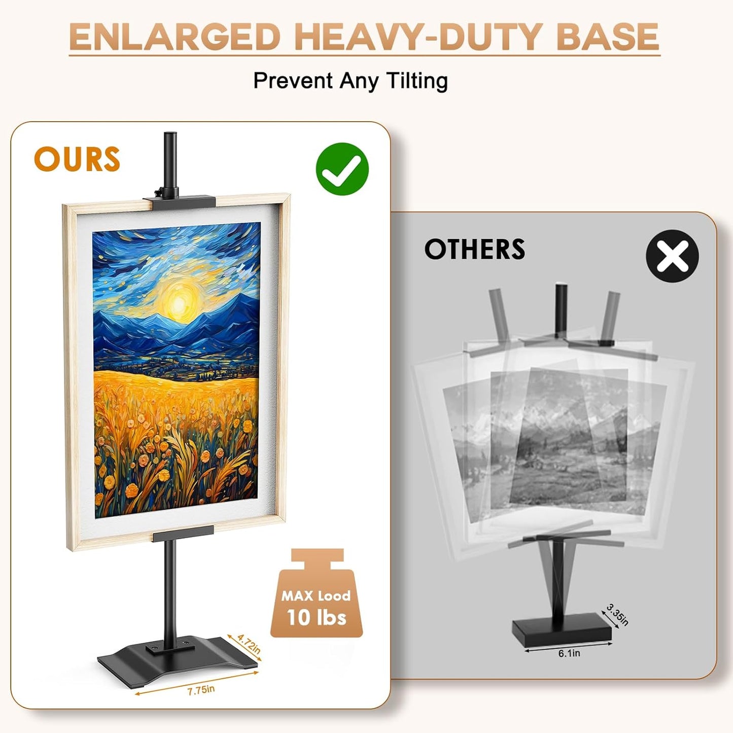 USION Adjustable Tabletop Easel Stand, Picture Easels for Display Up to 30" H, Heavy duty Metal Picture Frame Holder Stand Table top for Art, Photo, Canvas(Black)