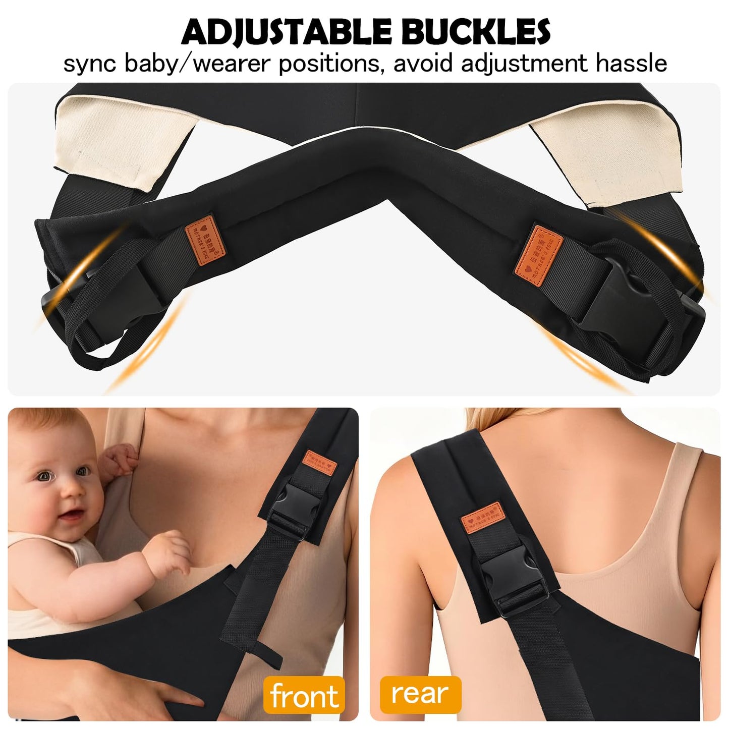 Baby Sling Carrier, Baby Carrier Newborn to Toddler with Adjustable Strap, Non-Slip Baby Half Wrapped Sling Hip Carrier 10-30lbs, Black