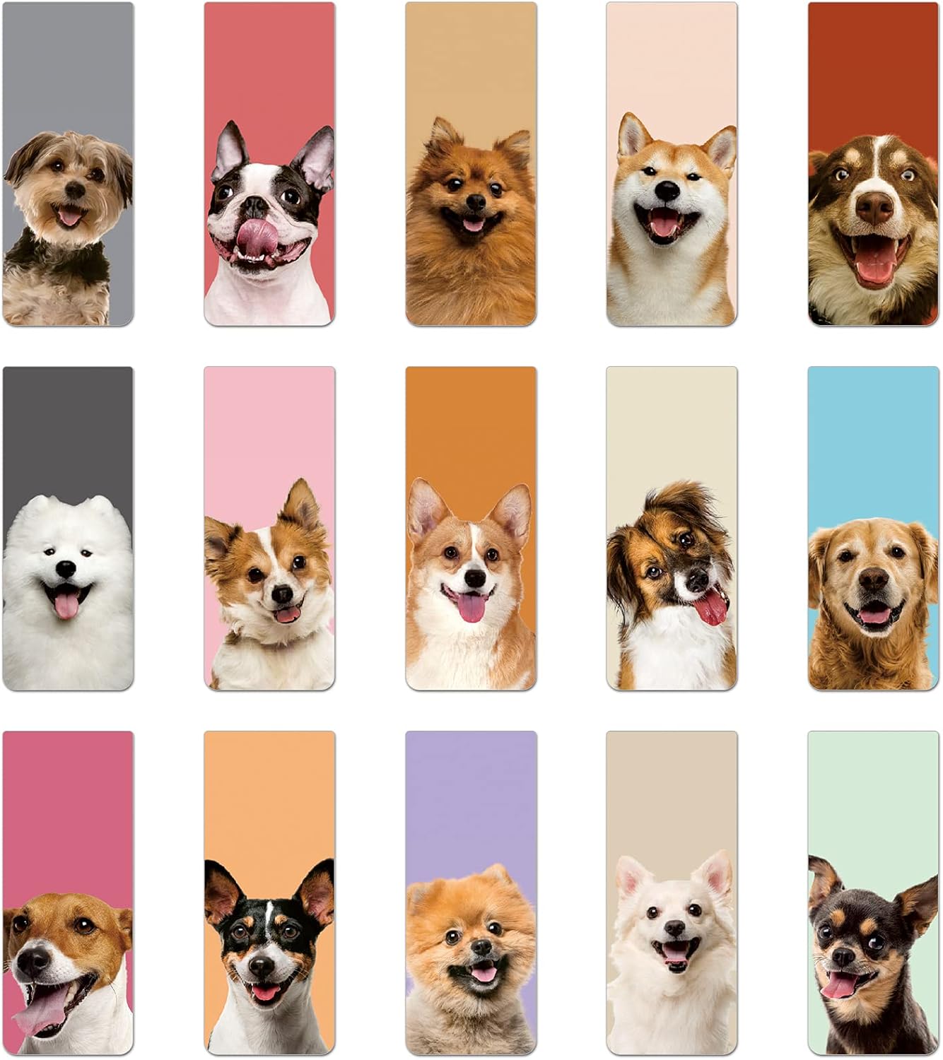 30 Pieces Magnetic Bookmarks Cute Dogs Magnetic Page Markers Pet Magnetic Page Clips Puppy Faces Bookmark for Students Teachers Kids School Home Office Reading Stationery, 15 Designs