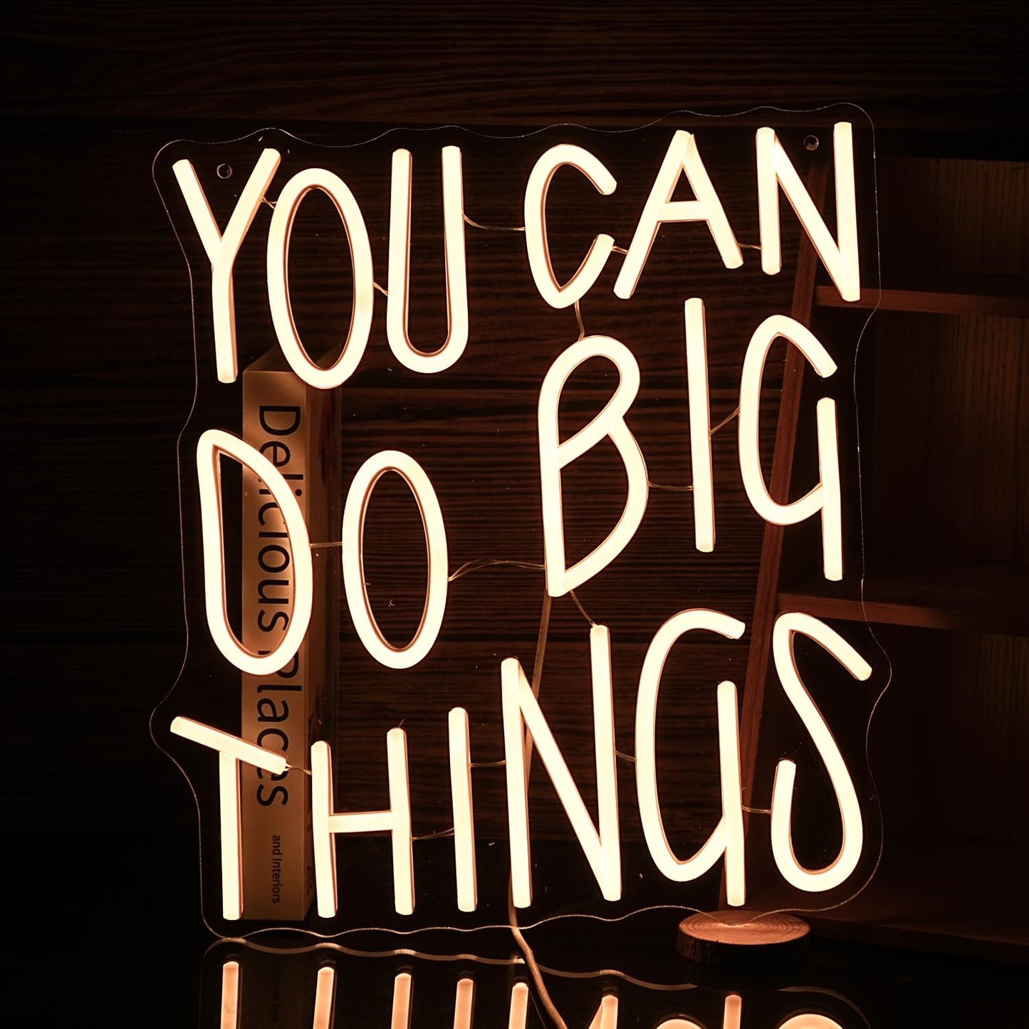 You Can Do Big Things Neon Sign Dimmable Warm White Neon Light for Wall Decor Powered by USB Positive Words Led Light Up Sign for School Classroom Bedroom Competition Occasion