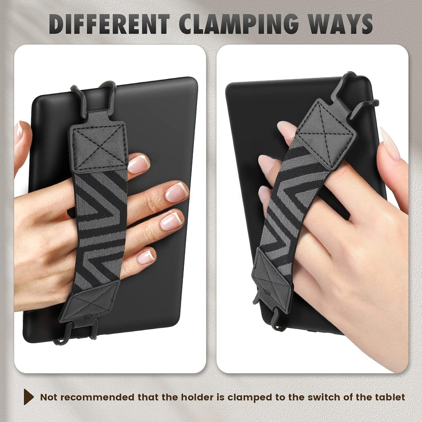 MoKo Security Hand-Strap for 6-8" Kindle eReaders Fire Tablet, Kindle/Kobo/Voyaga/Lenovo/Sony E-Book Tablet, High-Elasticity Versatile Hand Strap Lightweight Finger Grip Holder, Black