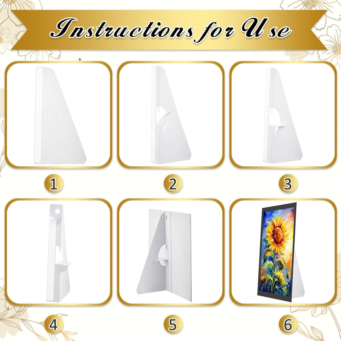 Marspark Poster Stand Self Stick Easel Back Poster Board Stand Convenient Peel and Stick Self Adhesive Easels Display Cardboard Sign(12 Inch,White,12 Pack)