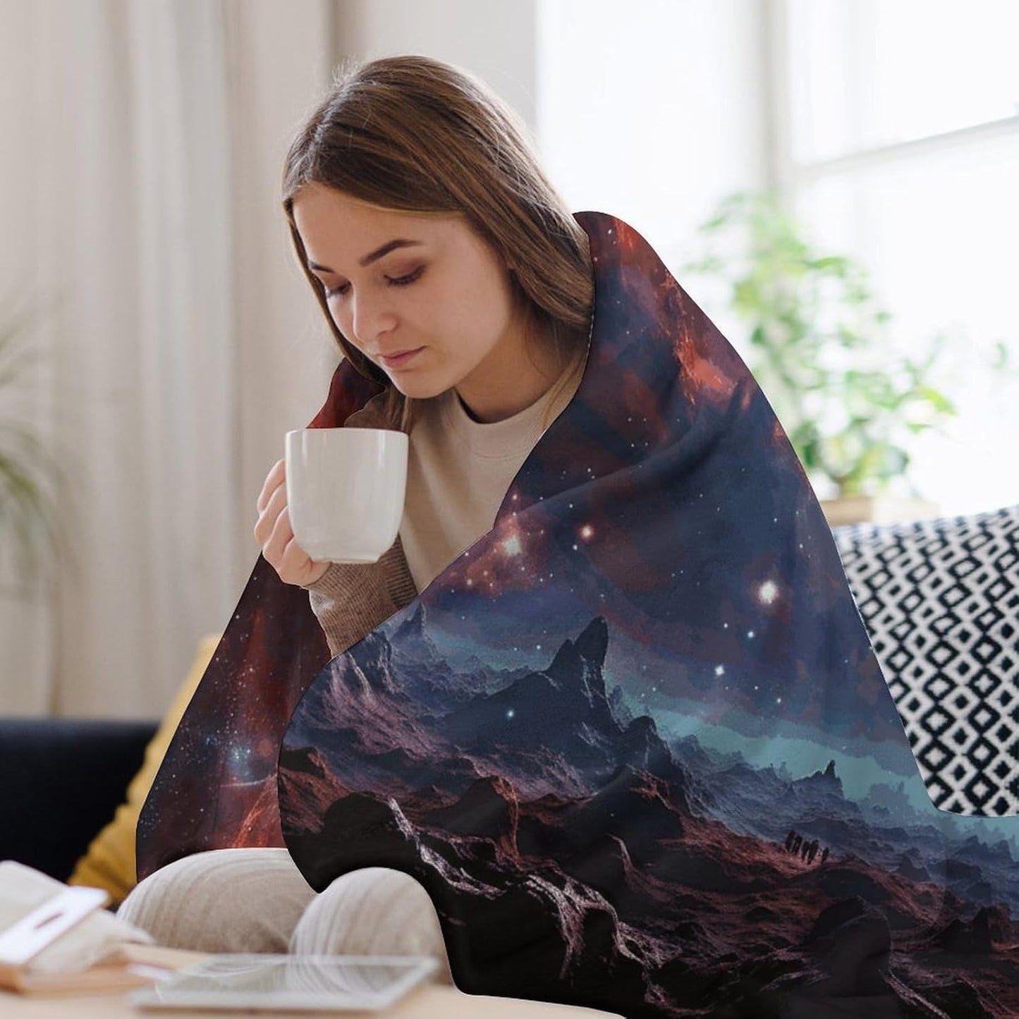 Space with Cluster Blanket Super Soft Lightweight Throw Blanket Cute Cozy Warm Bed Blanket Decorative Fuzzy Blanket All-Season Home Decor Gift for Sofa Couch Living Room 30"*40"（76 * 100cm）