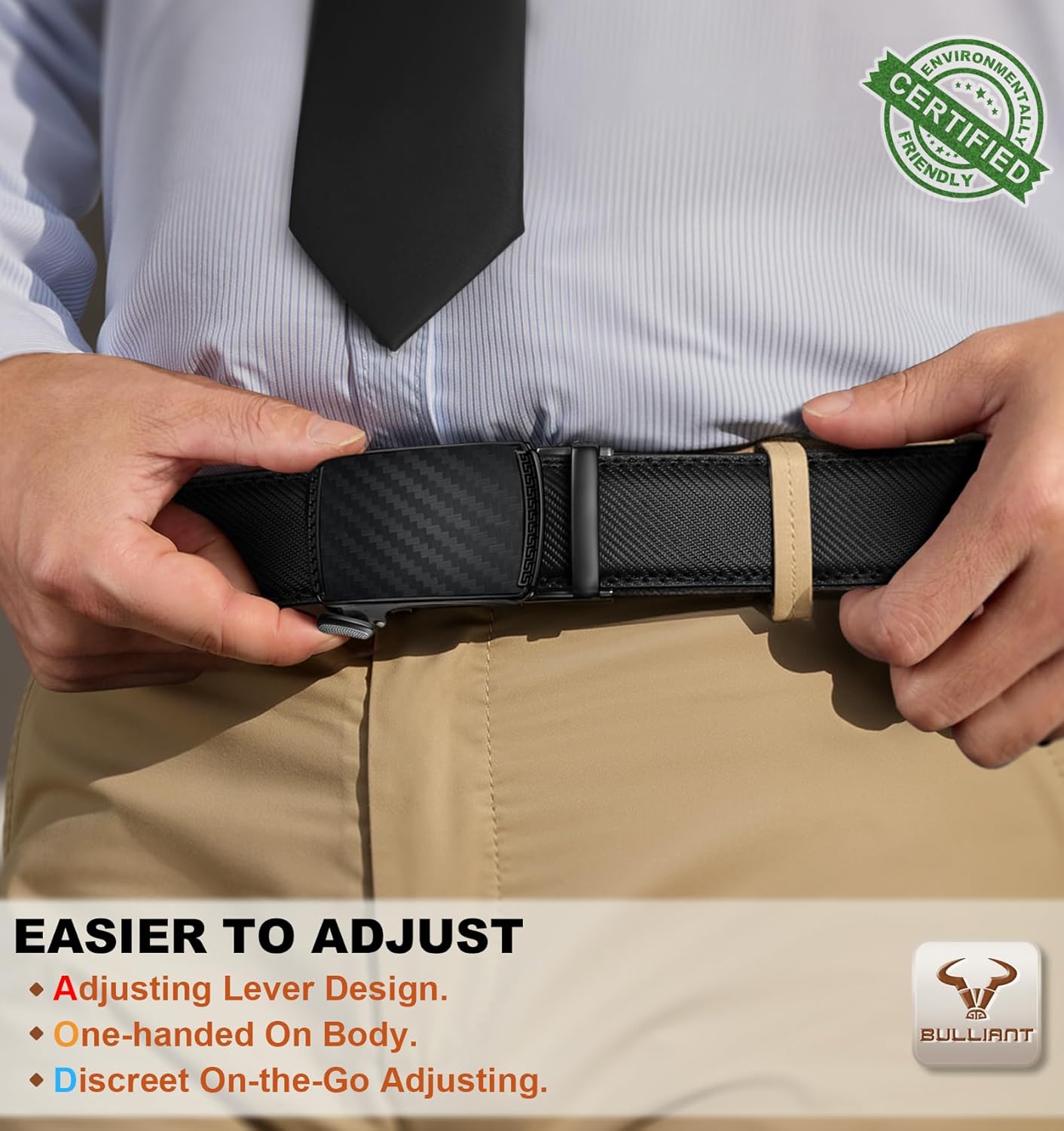 BULLIANT Men's Belt,Slide Ratchet Belt Adjsutable For Men Suit Casual Jeans Gift Boxed,Trim To Fit