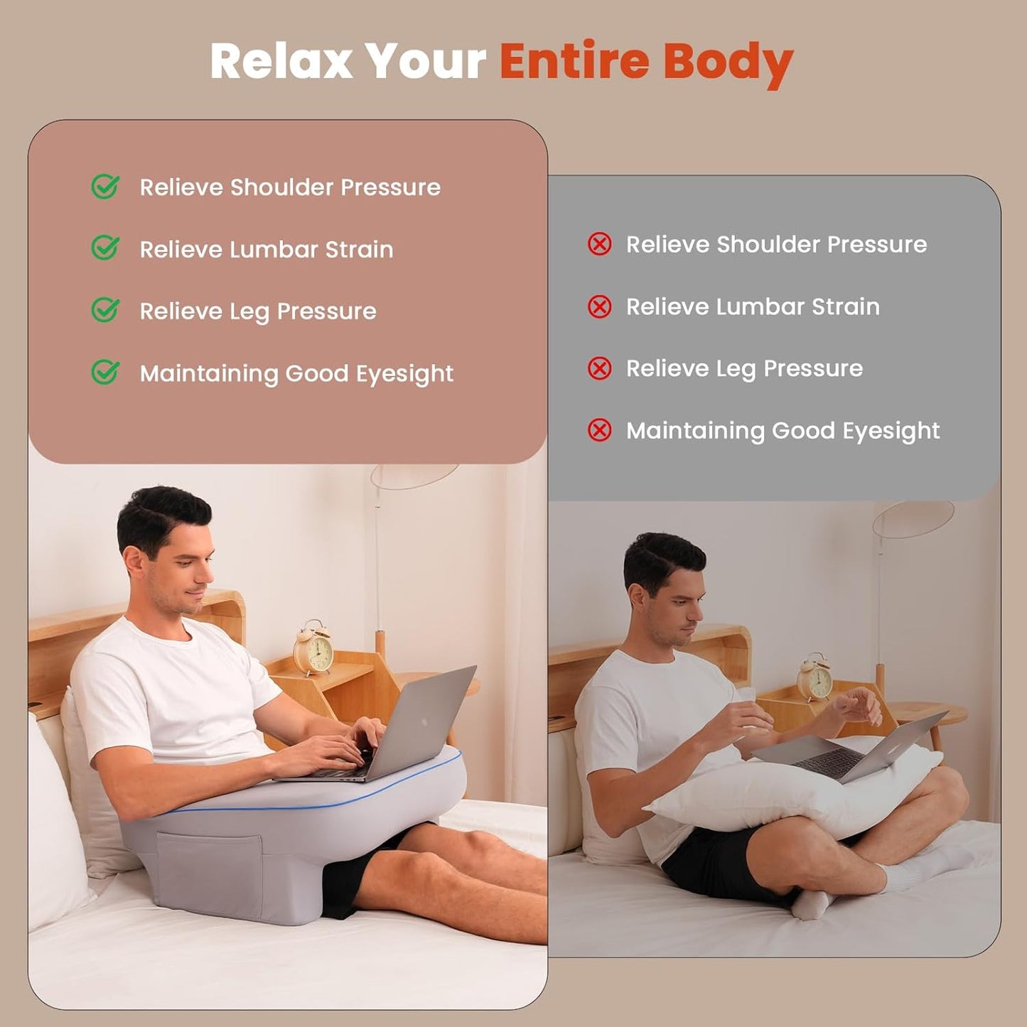 Reading Pillow for Gaming,Lap Desk Pillow for Laptop,Arm Rest Pillow for Reading, Working, Crocheting, Playing Steam Deck Switch or Sitting in Bed,Sofa