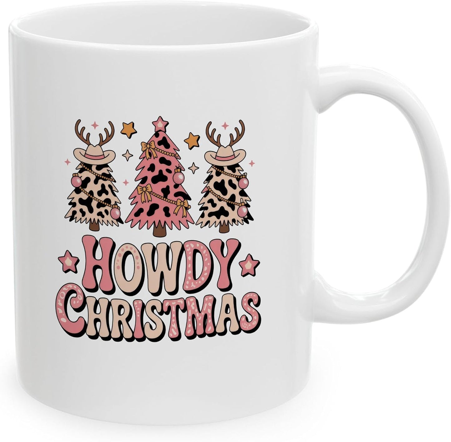 Funny Leopard Tree Howdy Christmas White Mugs, 11oz 15oz Drinking Cups, Kitchen Décor, Gifts For Book Lovers