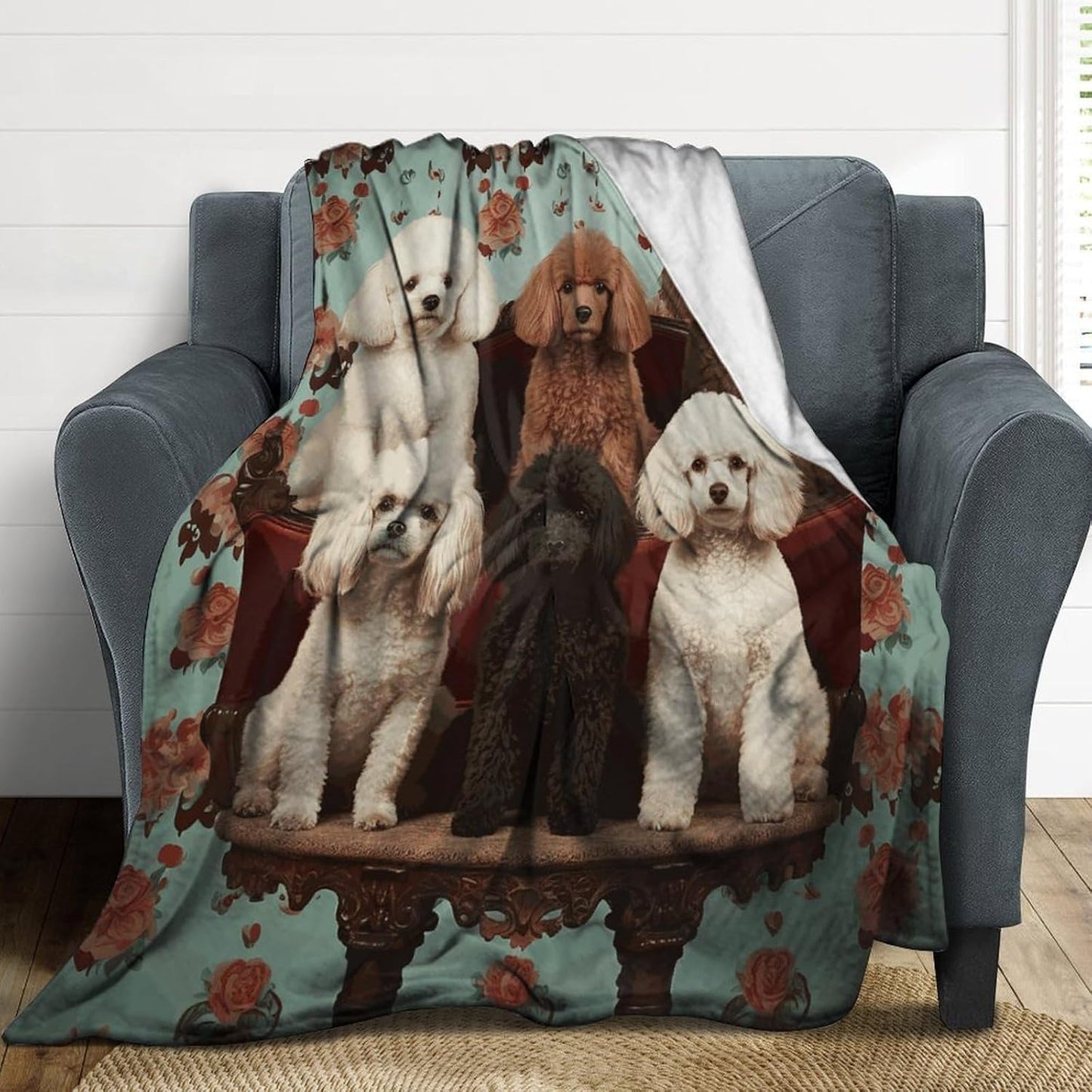 Poodles Dogs Blanket Super Soft Lightweight Throw Blanket Cute Cozy Warm Bed Blanket Decorative Fuzzy Blanket All-Season Home Decor Gift for Sofa Couch Living Room 40"*50" （100 * 130cm）