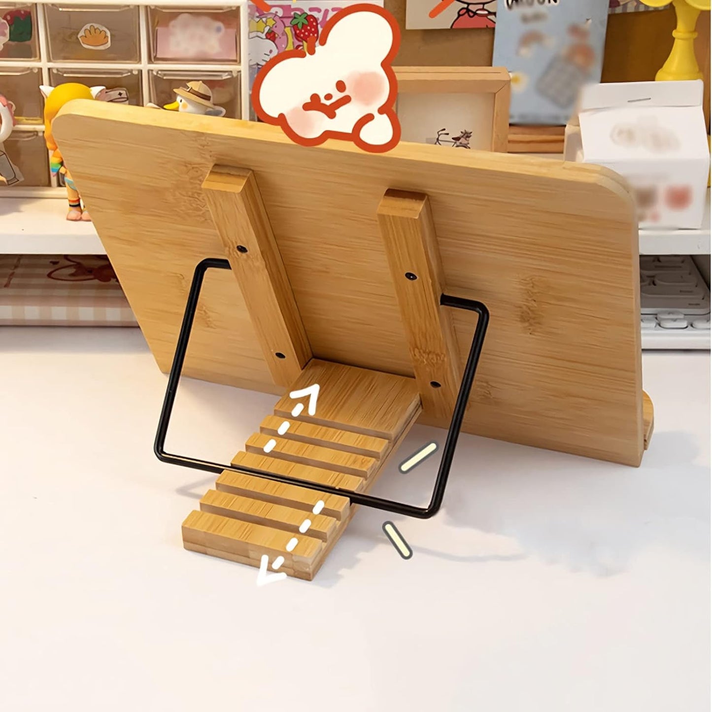 Book Stands and Holders for Reading Adjustable Book Reading Stand with Foldable Tray Desktop Book Holders for Textbook Recipe Laptop Tablet Smartphone for Display for Kitchen and Office ()