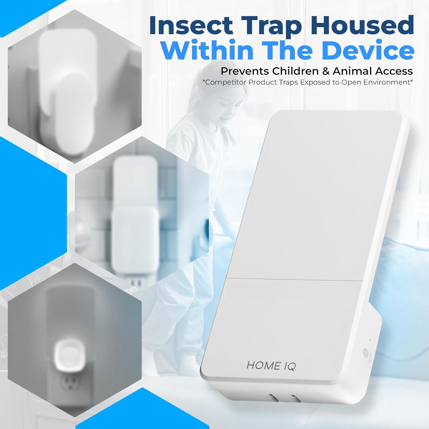 Indoor UV Flying Insect Trap and Night Light. LED Powered Pest Control Device for Flies, Moths, Gnats, Fruit Flies and Mosquitos. Best Mess-Free Trap for Home (Device + 5 Traps)