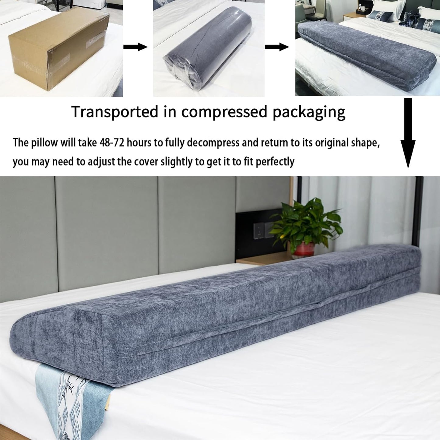 Headboard Wedge Pillow California King Headboard Pillow Memory Foam Reading Pillow Large Headboard Back Cushions for Bed Rest Dark Blue