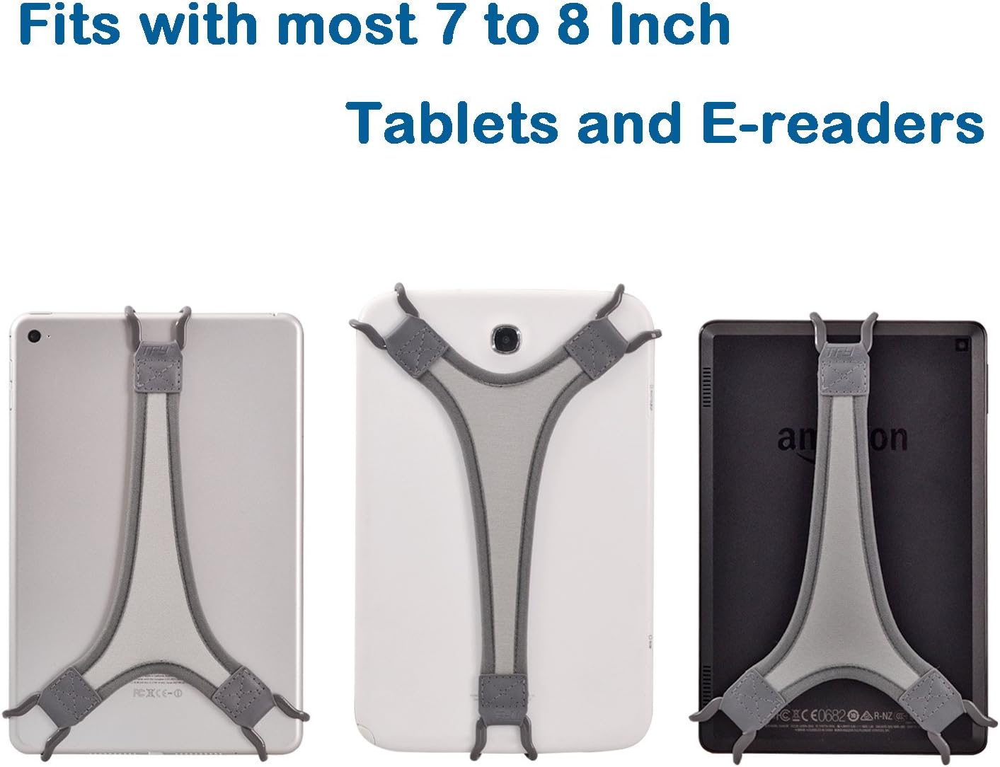 TFY Security Hand Strap Holder Finger Grip for Tablet -Compatible with Fire 7Inch / Fire HD 8 / iPad mini/Galaxy Tab S 8.4 / Galaxy Tab 2/3 / 4 / Galaxy Tab 7.7 (Grey)