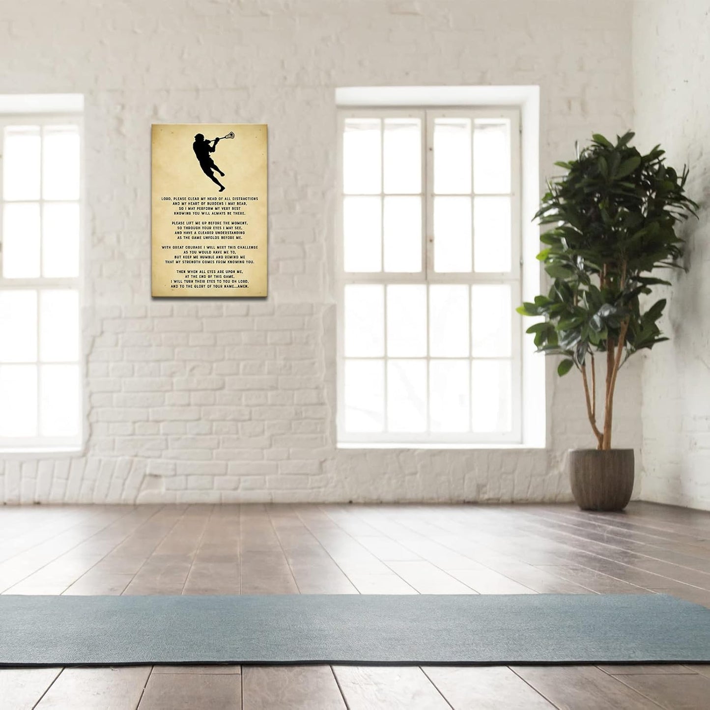 Lords Prayer Wall Art Lacrosse Poster Framed Sports Quotes Wall Decor Vintage Canvas Art Painting Lord Prayer Picture for boy room Framed (12x18inch)