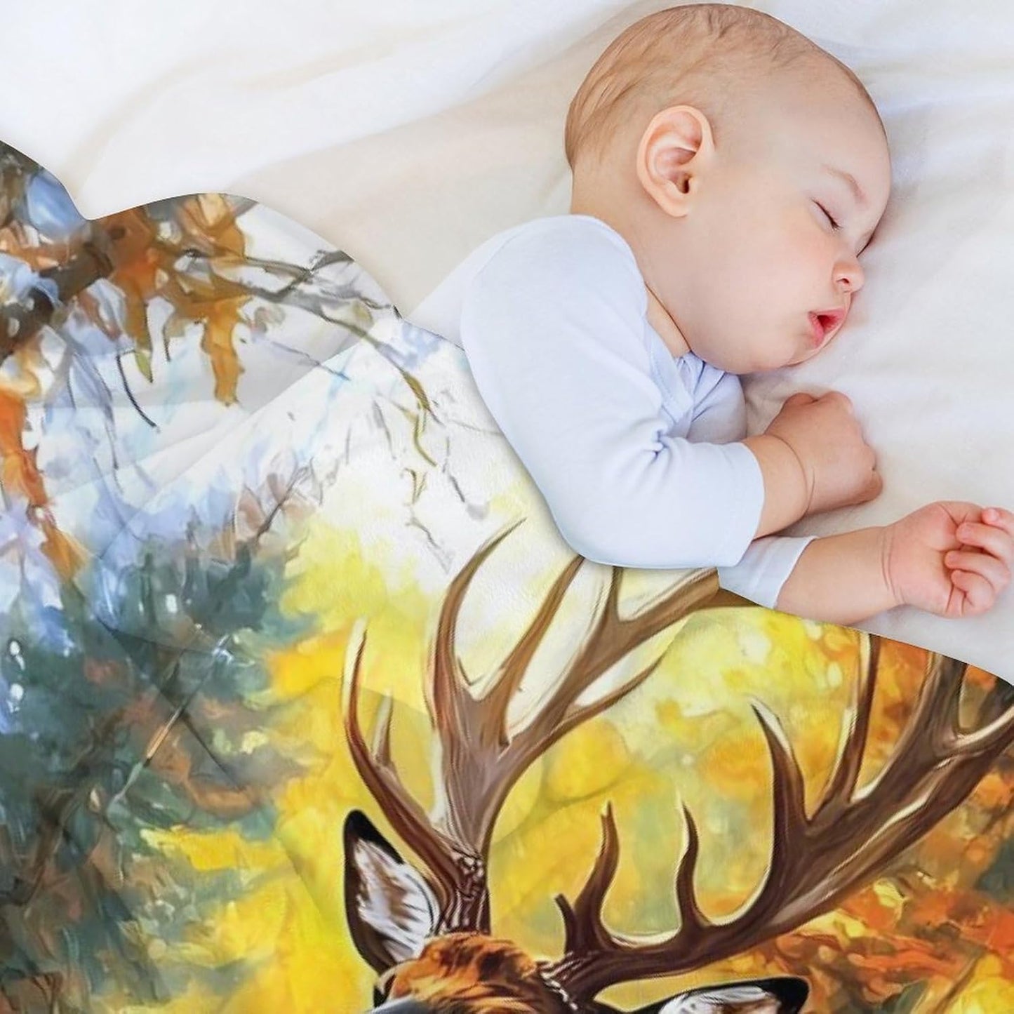Wildlife Deer Forests Throw Blanket for Couch Bed Plush Cozy Fuzzy Flannel Blanket for All Season 40"x50"