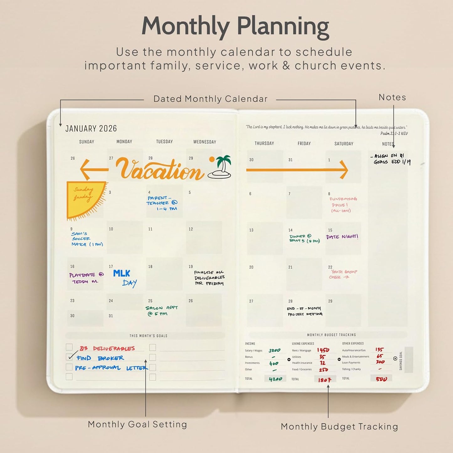 2026 Christian Planner & Prayer Journal | Strengthen Your Relationship with God and Better Navigate His Path for You | Daily Planner w/Bible Verses, Prayer Prompts, & Habit Tracking (White)