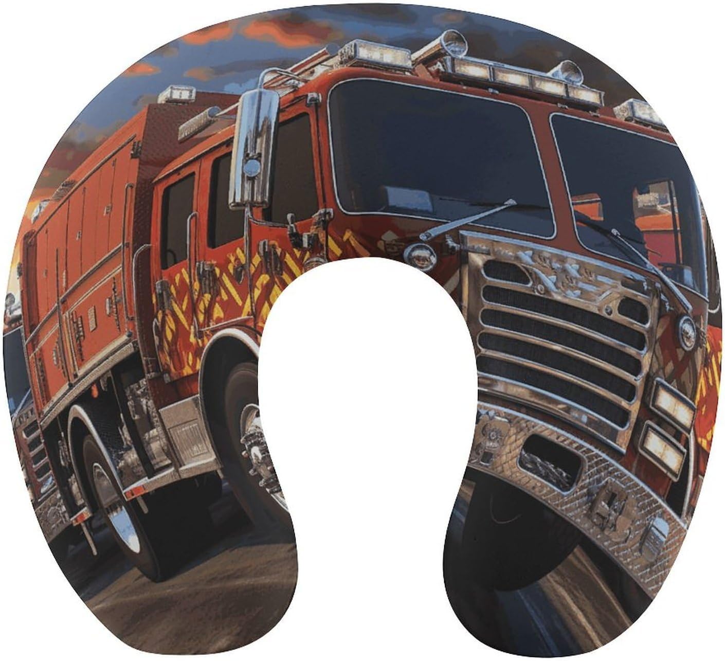 Fire Truck Neck Pillow Memory Foam U Shaped Pillows Portable Pillows for Shoulder Travel Head Support Pillow with Concealed Zipper for Airplane Car Home Office