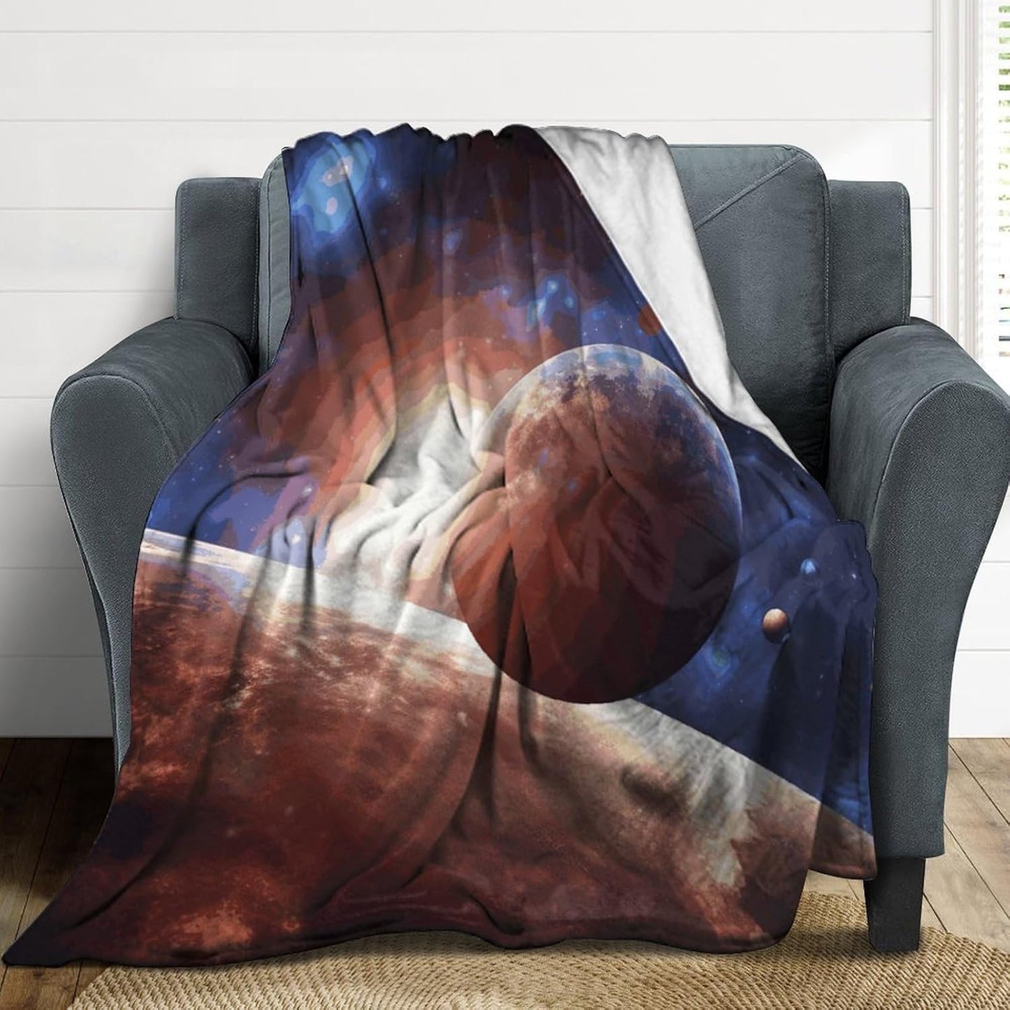 Planets in Space Background Blanket Super Soft Lightweight Throw Blanket Cute Cozy Warm Bed Blanket Decorative Fuzzy Blanket All-Season Home Decor Gift for Sofa Couch Living Room 50"*60"（130 * 150cm）