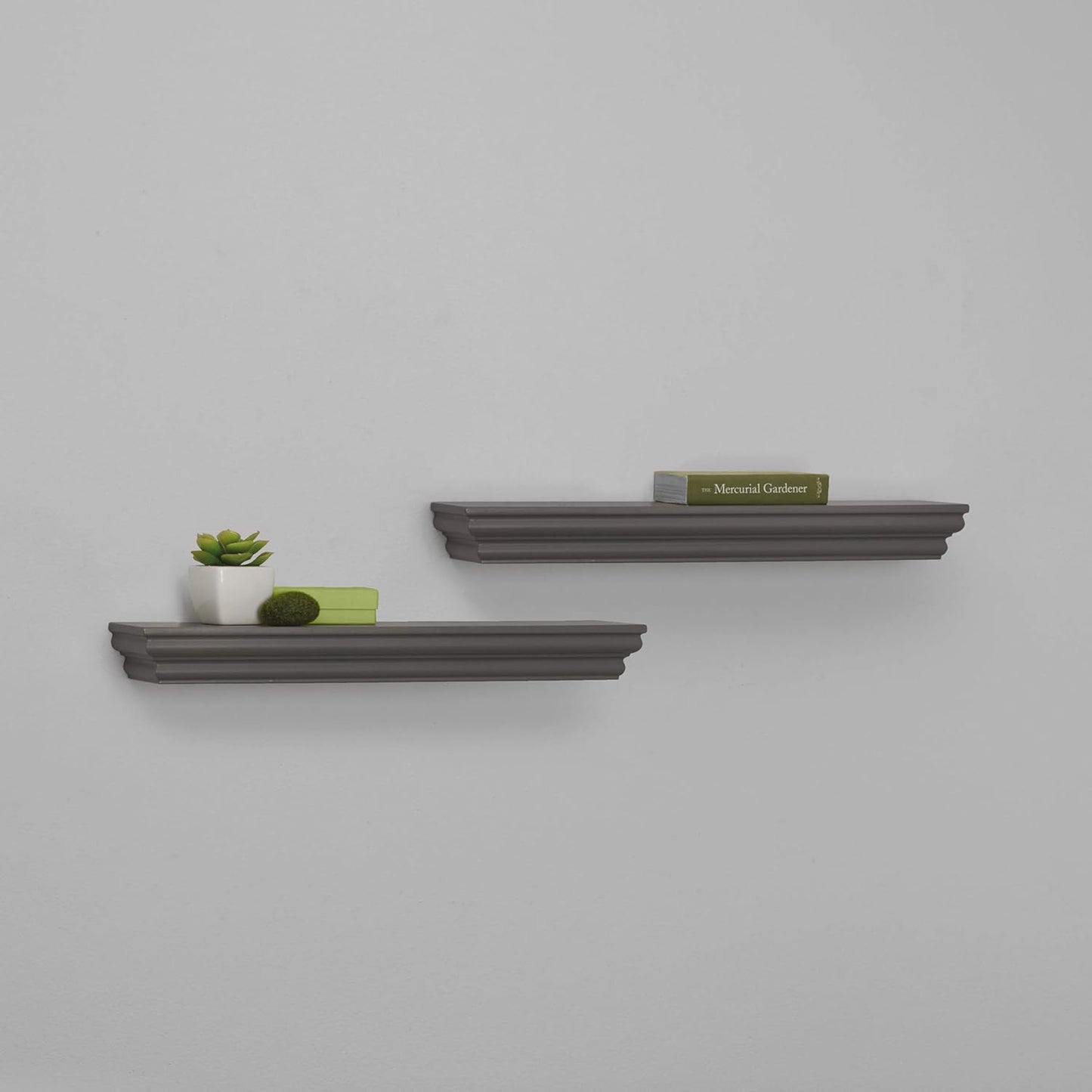 MELANNCO Floating Wall Mounted Moulding Shelf Set of 2 Gray - 5238439
