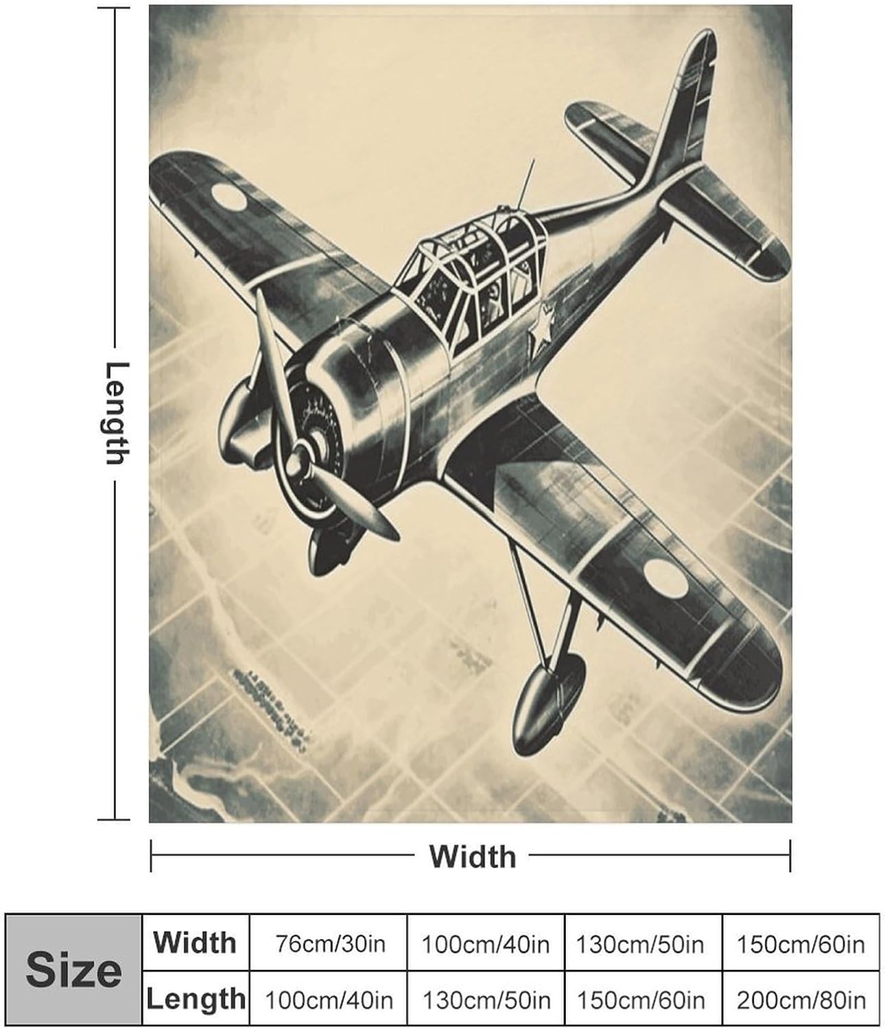 Retro Airplane Blanket Super Soft Lightweight Throw Blanket Cute Cozy Warm Bed Blanket Decorative Fuzzy Blanket All-Season Home Decor Gift for Sofa Couch Living Room 60"*80"（150 * 200cm）