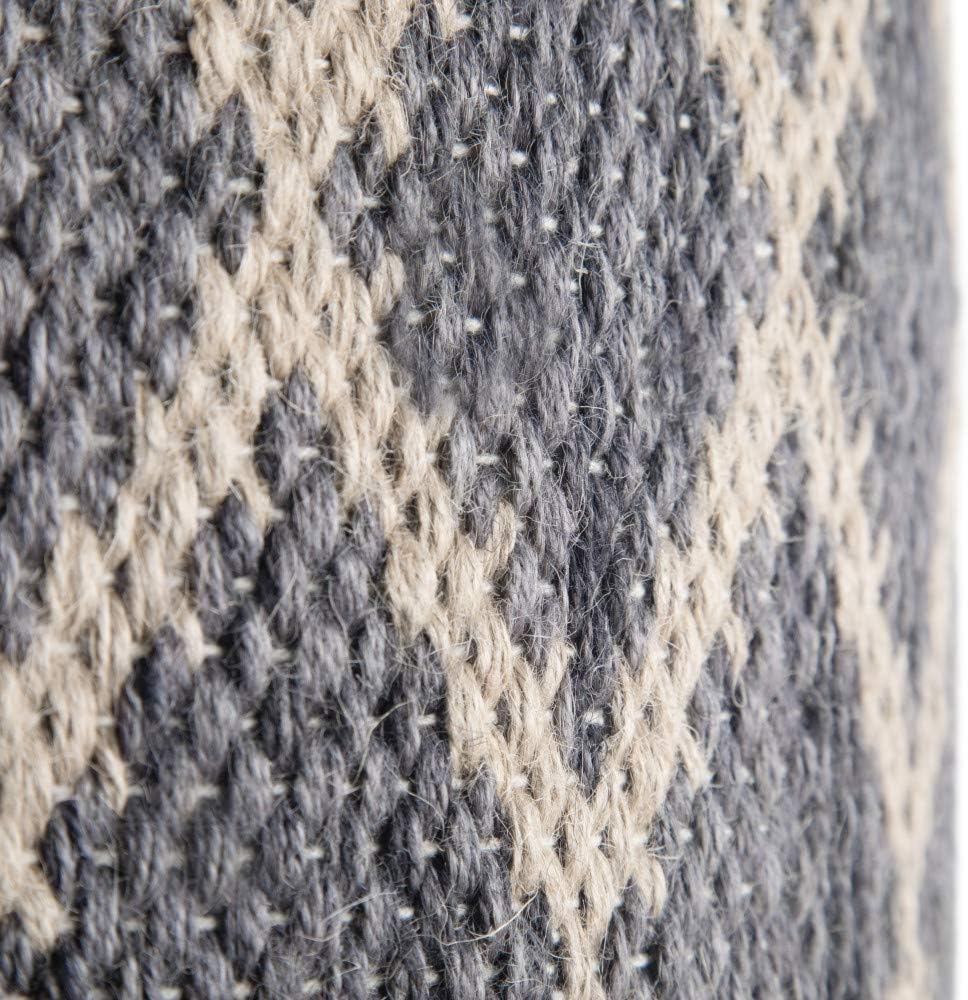 SIMPLIHOME Edgeley Round Pouf - 18 inch Wide Handwoven Jute and Cotton Ottoman in Grey and Natural, Boho-Style Footstool or Extra Seating for Living Room, Bedroom, or Kids Room, Assembled