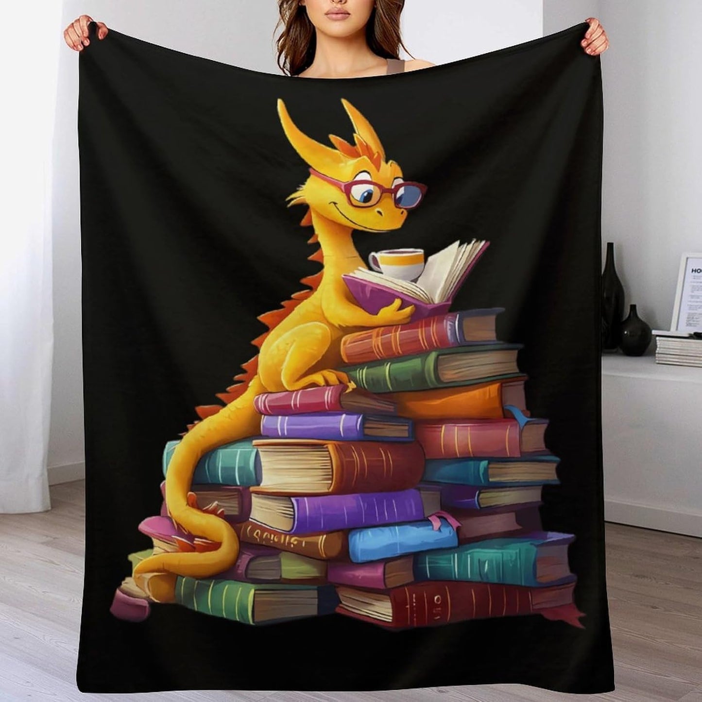 Deagon Reading Books Soft Throw Blanket Flannel Warm Cozy Plush Blankets for Couch Sofa Bedroom Travel