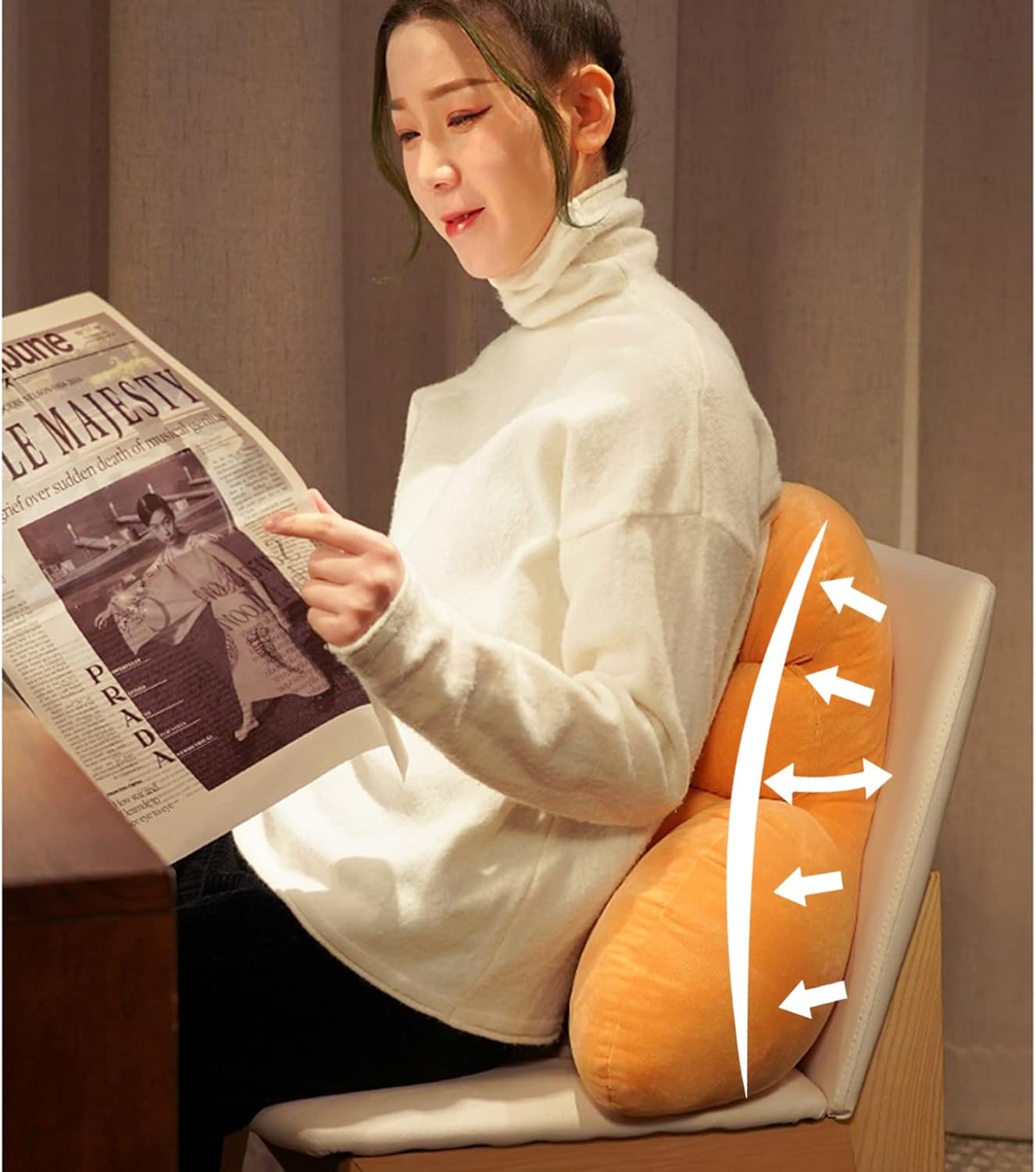 Reading Pillow with Arm,with Blanket and Without Blanket,Back Lumbar Support Cushion for Sitting Up, Wedge Backrest Removable Cover in Bed/Couch (Color : Orange-A, Size : Without Blanket)