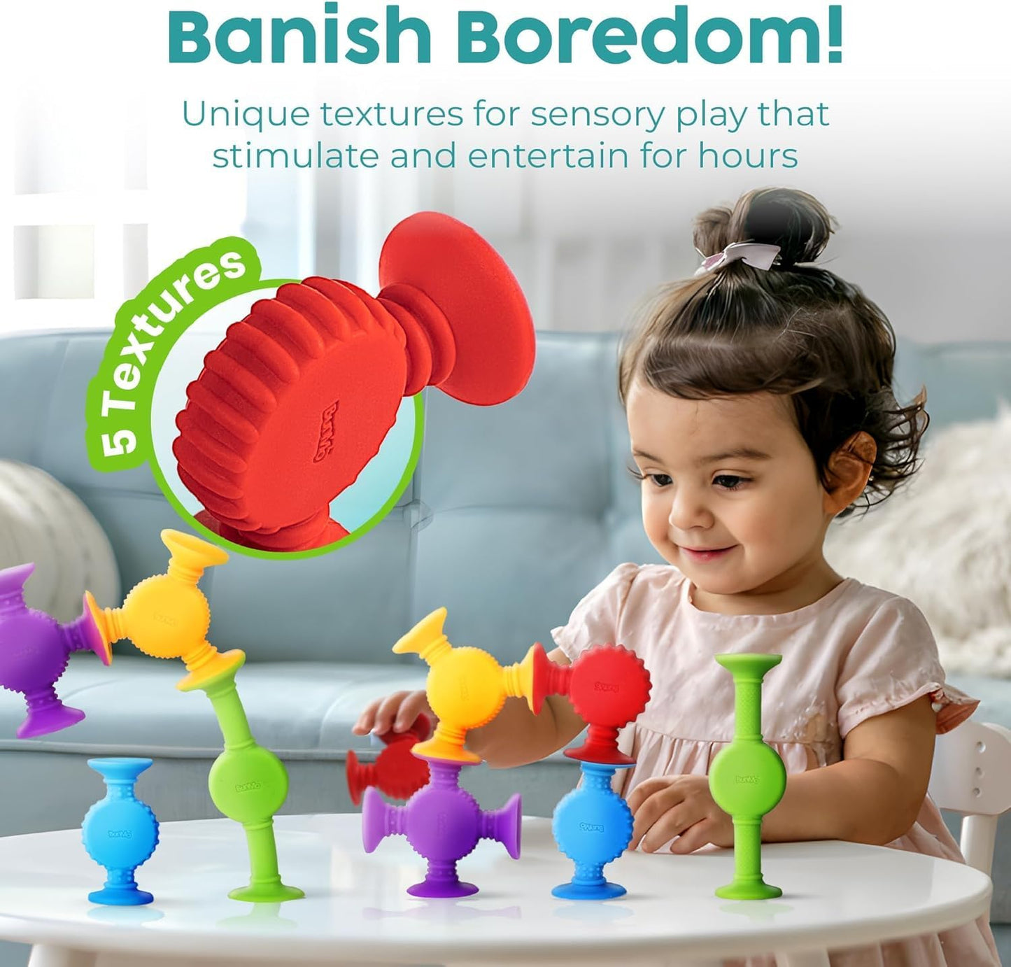 BUNMO Easter Basket Stuffers for Toddler - Bath Toys Suction - Easter Basket Stuffers - Fine Motor Skills - Stimulating Sensory Toys - Non-Mouthable 3+ - Textured 10pk
