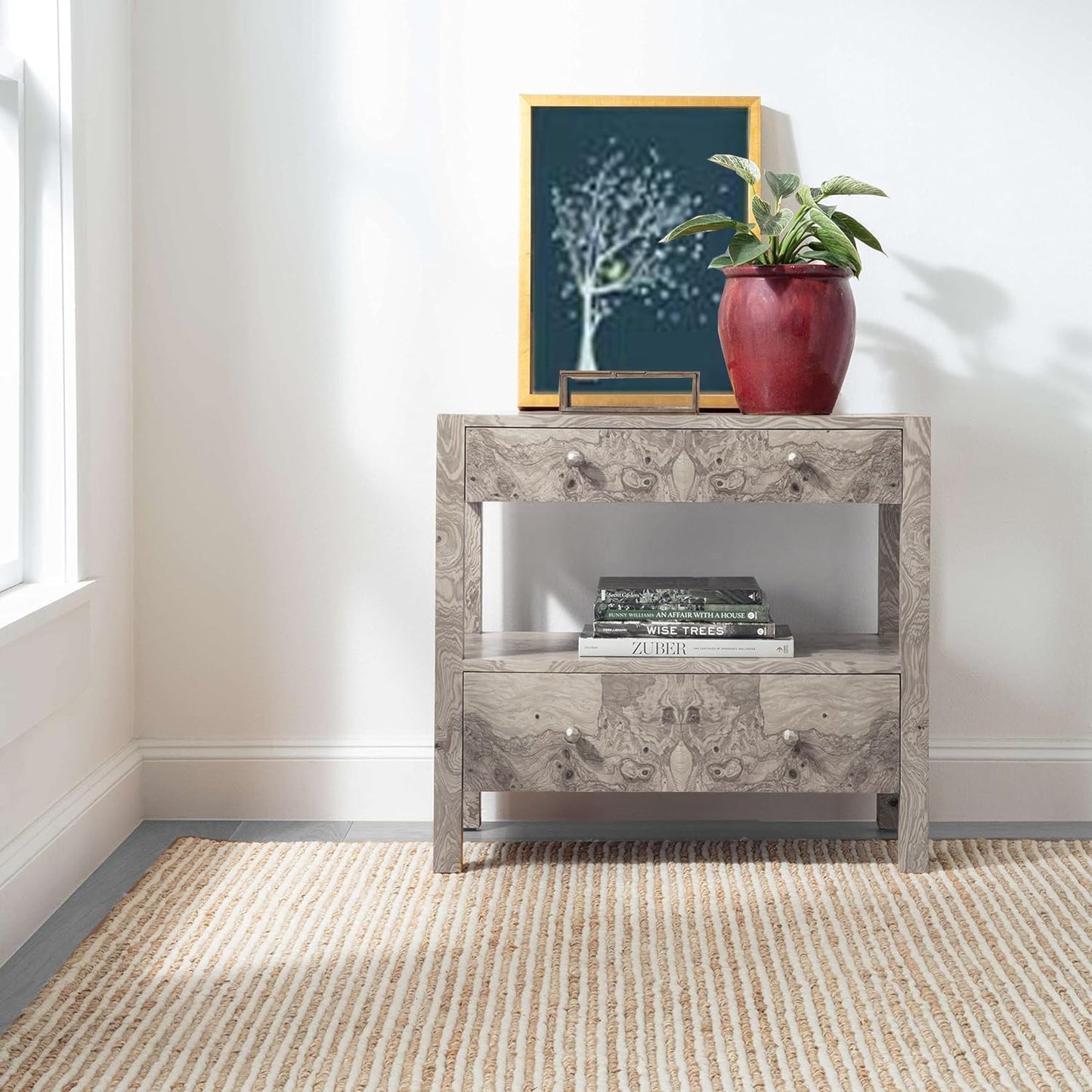 FRELISH DECOR Wool and Jute Premium Handwoven Chunky Stripes Rug - Contemporary Area Rug for Living Room Bedroom (6' x 9' - Natural Ivory)