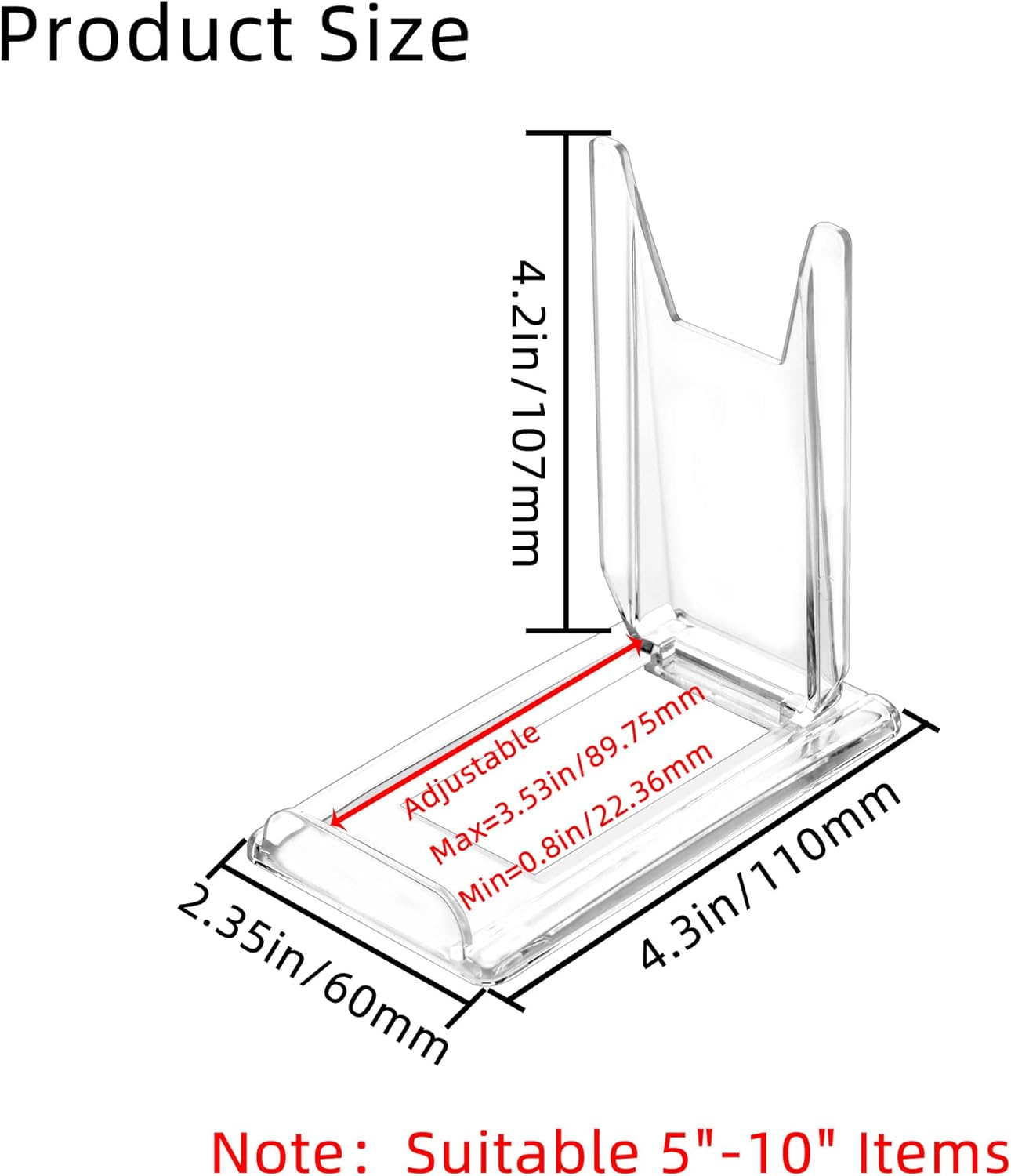 10 Pack Acrylic Book Stand for Display Adjustable Clear Display Holder Easel Collector Stand for Home Office Back to School Comic Album CD Magazine Postcard Artworks (4.2 x 4.3 x 2.35 Inch)