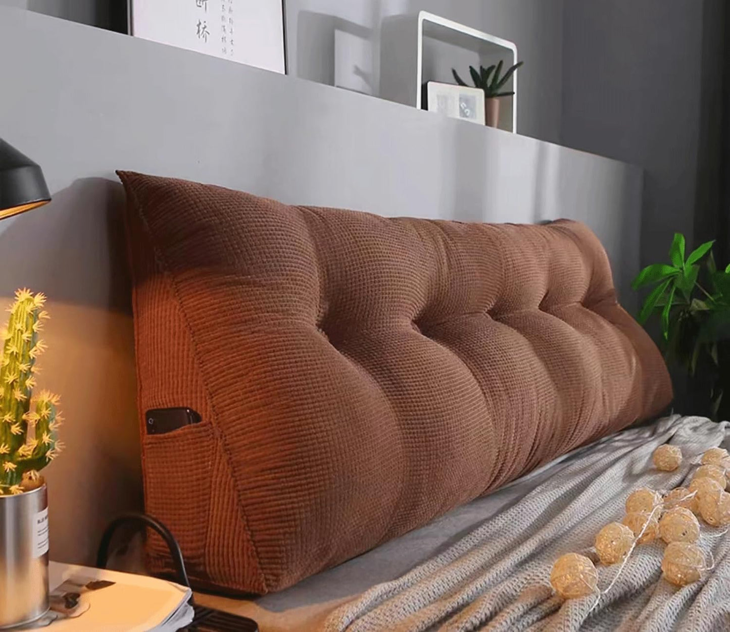 Headboard Wedge Bolster Pillow Reading Pillows for Sitting in Bed Triangular Cushion Backrest Lumbar Back Support Upholstered Daybed Sit Up Book Pillows(Size:180x20x50cm(70x7.8x20),Color:A)