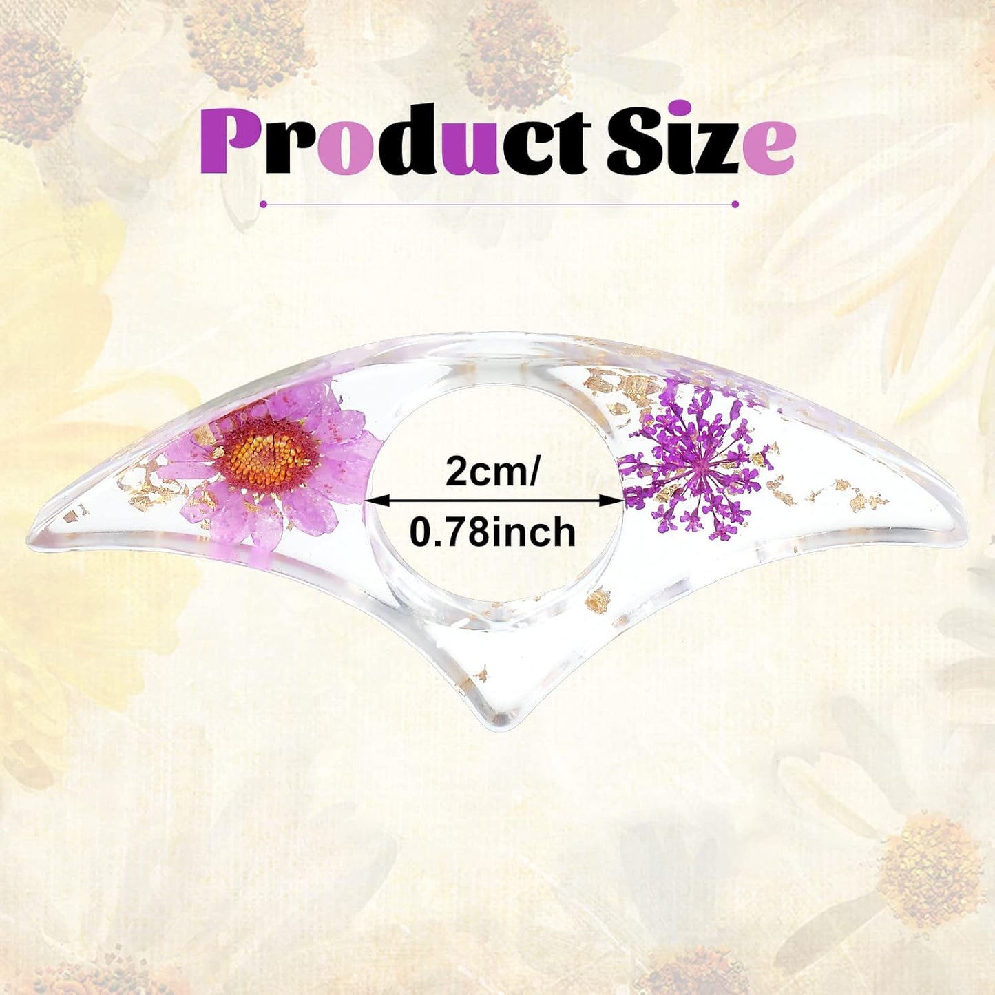 Pajean 4 Pieces Dried Flower Resin Book Page Holder Thumb Book Holder for Easter Basket Stuffer and Easter Egg Filler Personalized Flower Homemade Thumb Page Reading Accessories Gift(Arch Style)