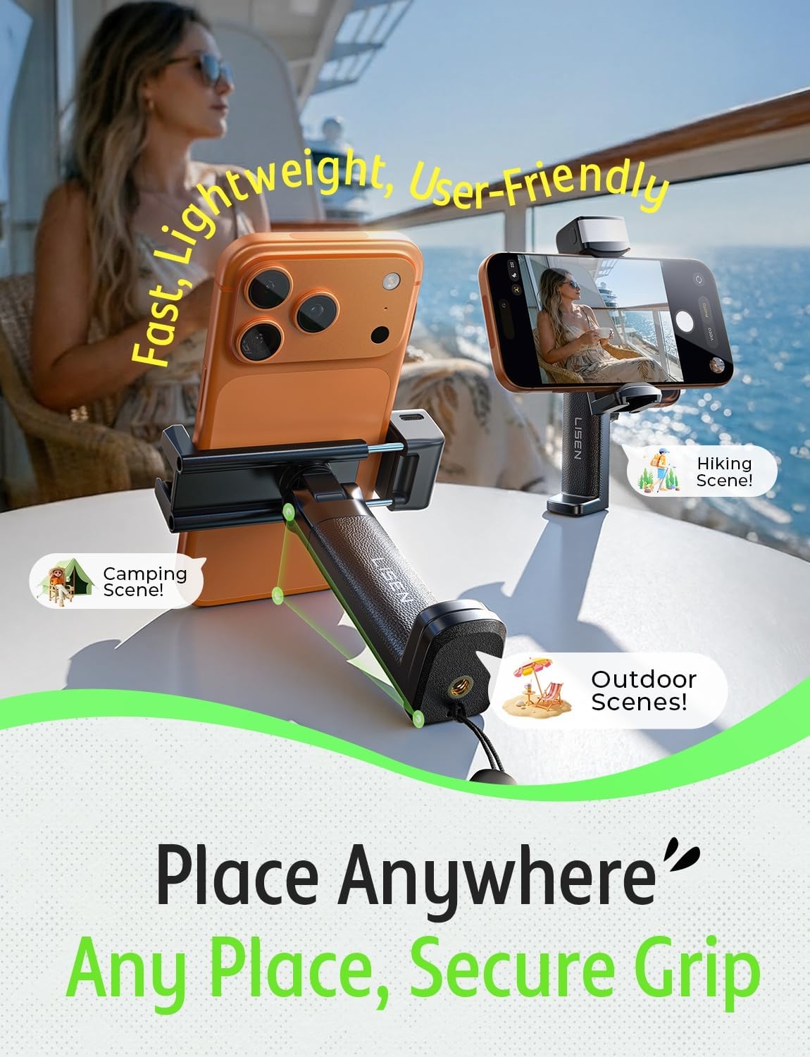 LISEN Airplane Travel Essentials (LED) Phone Stand Holder for Desk Cruise Ship Essentials 2026 Mount Airplane Gadgets Women Men Long Flight Accessories Photographic Lighting Flash Tubes Kids Gifts