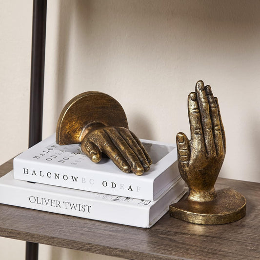 Book Ends to Hold Books Heavy Duty - Book Ends for Shelves, MXARLTR Decorative Bookends for Heavy Books with Anti-Slip Base Book Stopper for Home Office Meditation Yoga Room Decor (Antique Brass)