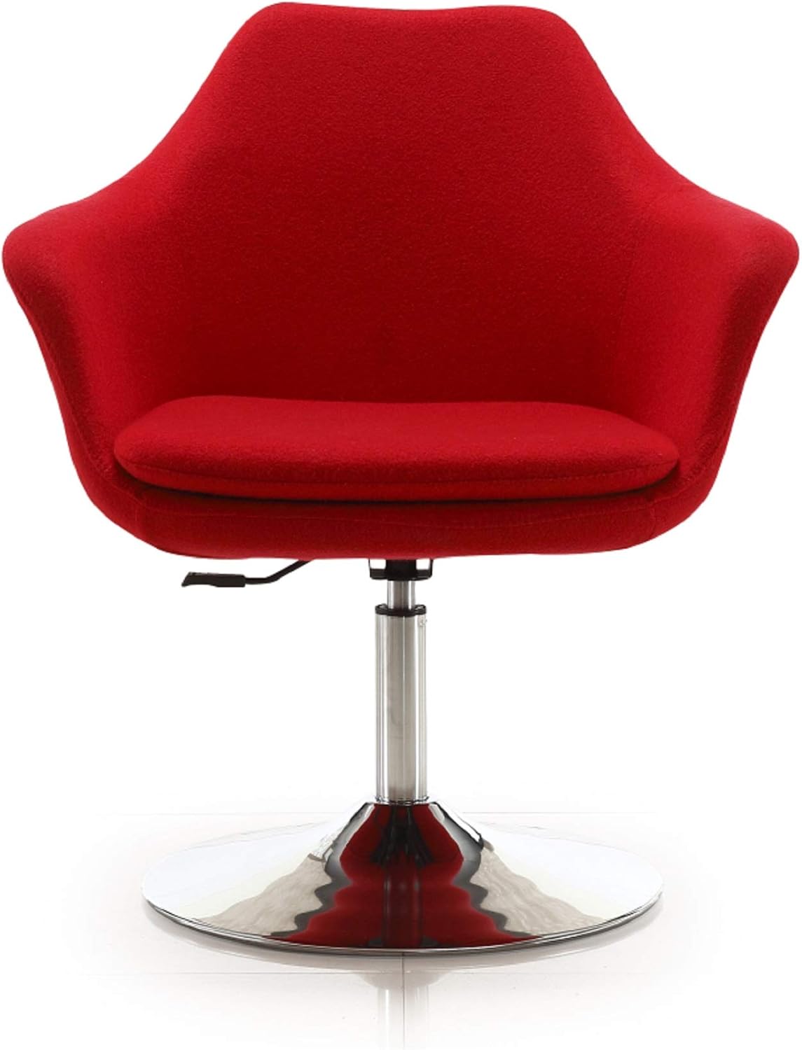 Manhattan Comfort Kinsey Adjustable Swivel Accent Chair Set of 2 with 360° Turn, Upholstered in Wool Blend, Polished Chrome Base, Ergonomic Design for Living Room & Home Office, 300 Lbs Capacity, Red
